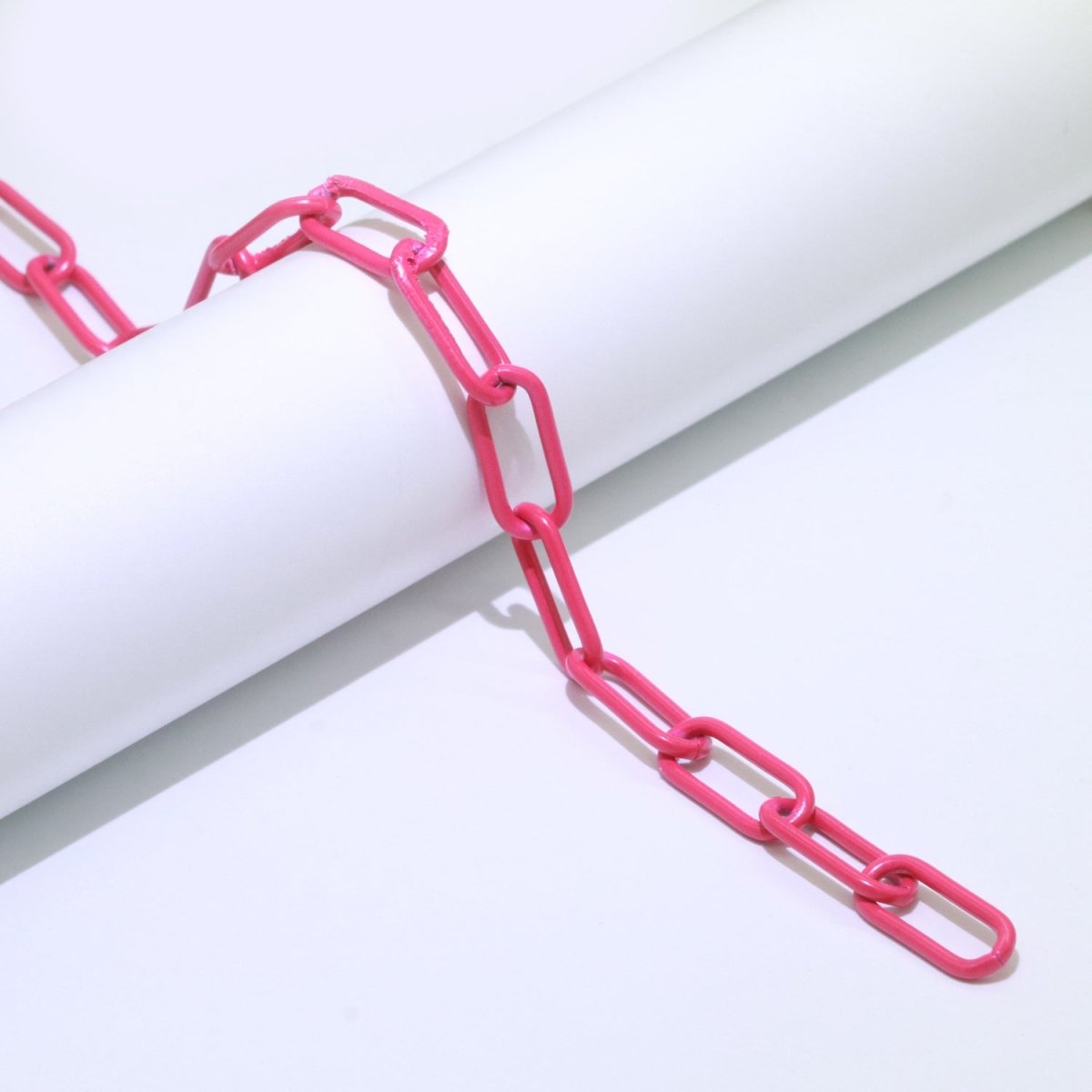Enamel PAPERCLIP Link Elongated Chain by Yard, Colorful Chain In Green, Hot Pink, Dark Green, Lavender, Black For Jewelry Making | ROLL-528, ROLL-530, ROLL-531, ROLL-532, ROLL-533 Clearance Pricing - DLUXCA