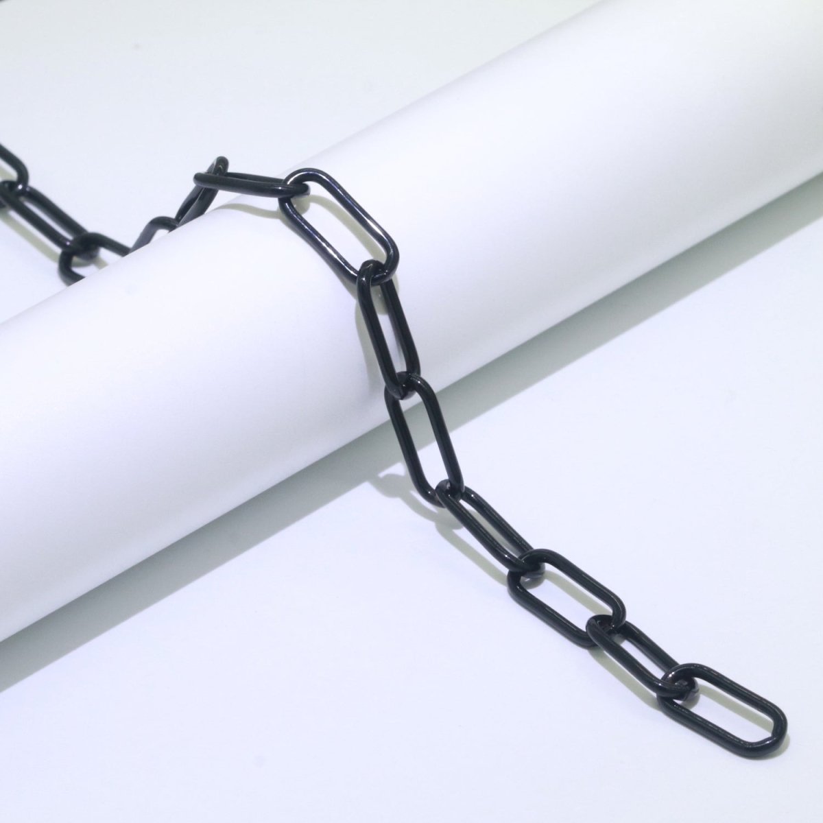 Enamel PAPERCLIP Link Elongated Chain by Yard, Colorful Chain In Green, Hot Pink, Dark Green, Lavender, Black For Jewelry Making | ROLL-528, ROLL-530, ROLL-531, ROLL-532, ROLL-533 Clearance Pricing - DLUXCA