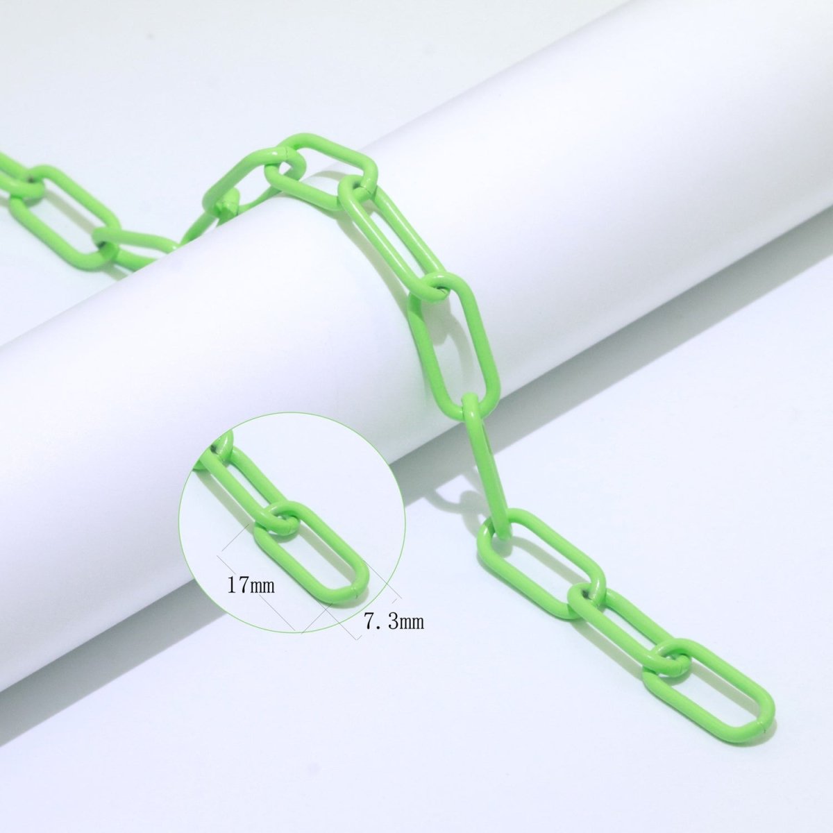 Enamel PAPERCLIP Link Elongated Chain by Yard, Colorful Chain In Green, Hot Pink, Dark Green, Lavender, Black For Jewelry Making | ROLL-528, ROLL-530, ROLL-531, ROLL-532, ROLL-533 Clearance Pricing - DLUXCA