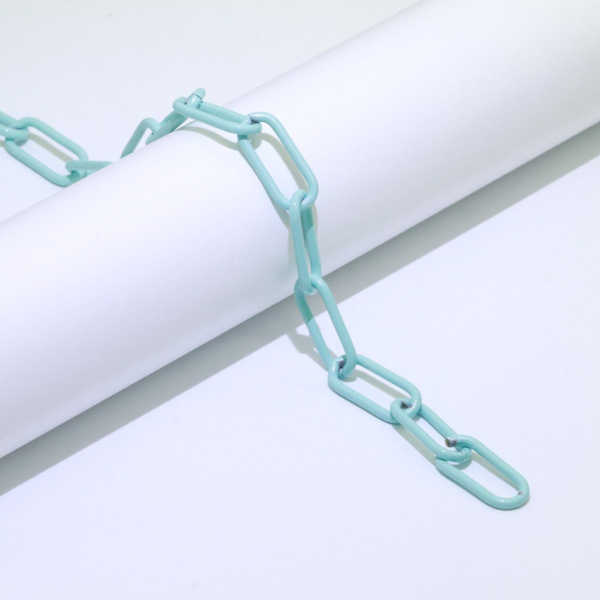 Enamel PAPERCLIP Link Elongated Chain by Yard, Colorful Chain In Green, Hot Pink, Dark Green, Lavender, Black For Jewelry Making | ROLL-528, ROLL-530, ROLL-531, ROLL-532, ROLL-533 Clearance Pricing - DLUXCA