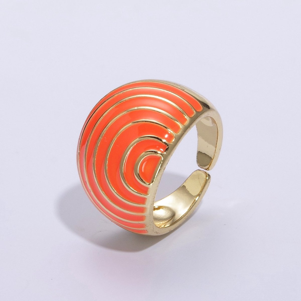 Enamel Rainbow Dome Ring for Women in Gold Chunky Bold Enamel Ring Signet Statement Ring y2k Jewelry U-083~U-093 - DLUXCA