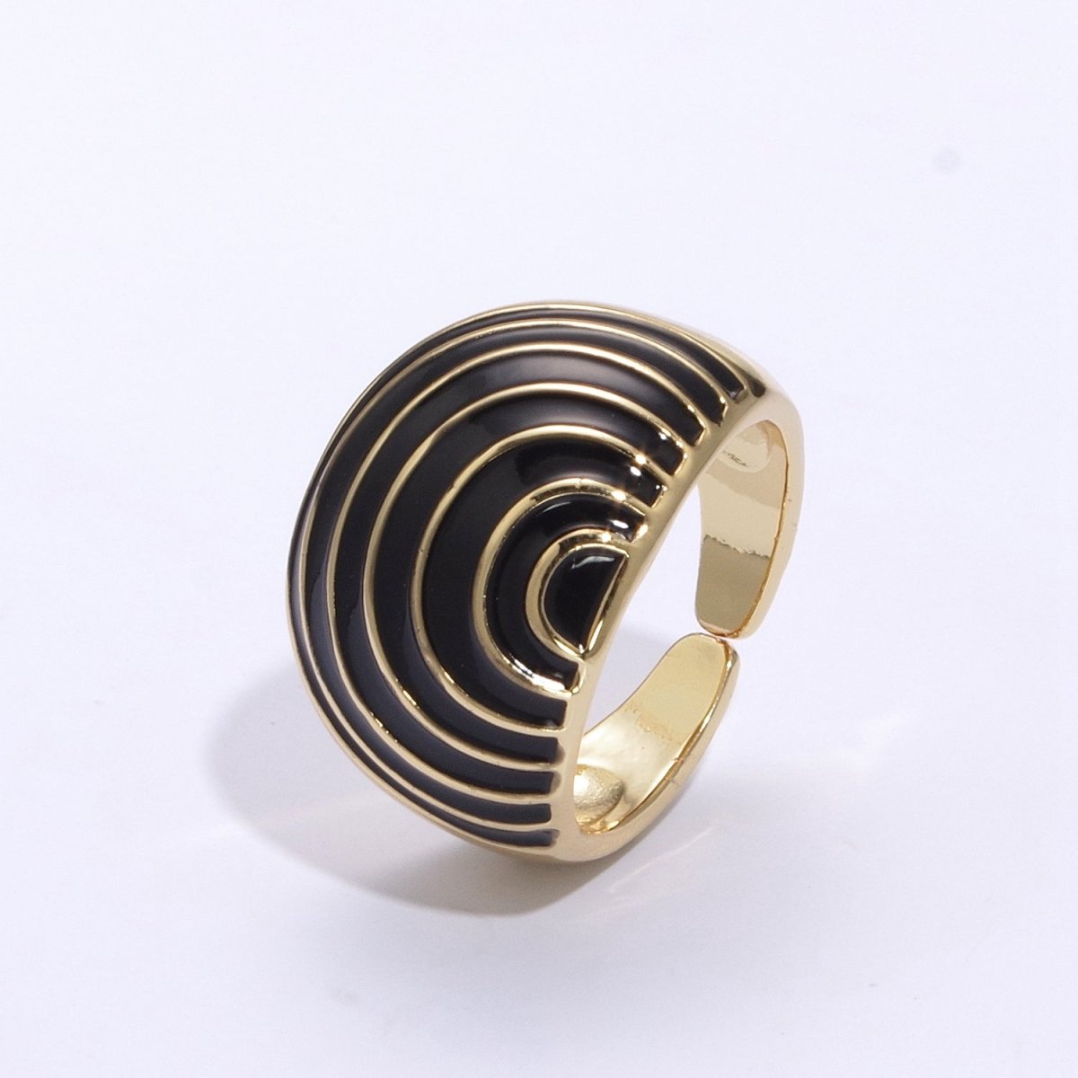 Enamel Rainbow Dome Ring for Women in Gold Chunky Bold Enamel Ring Signet Statement Ring y2k Jewelry U-083~U-093 - DLUXCA