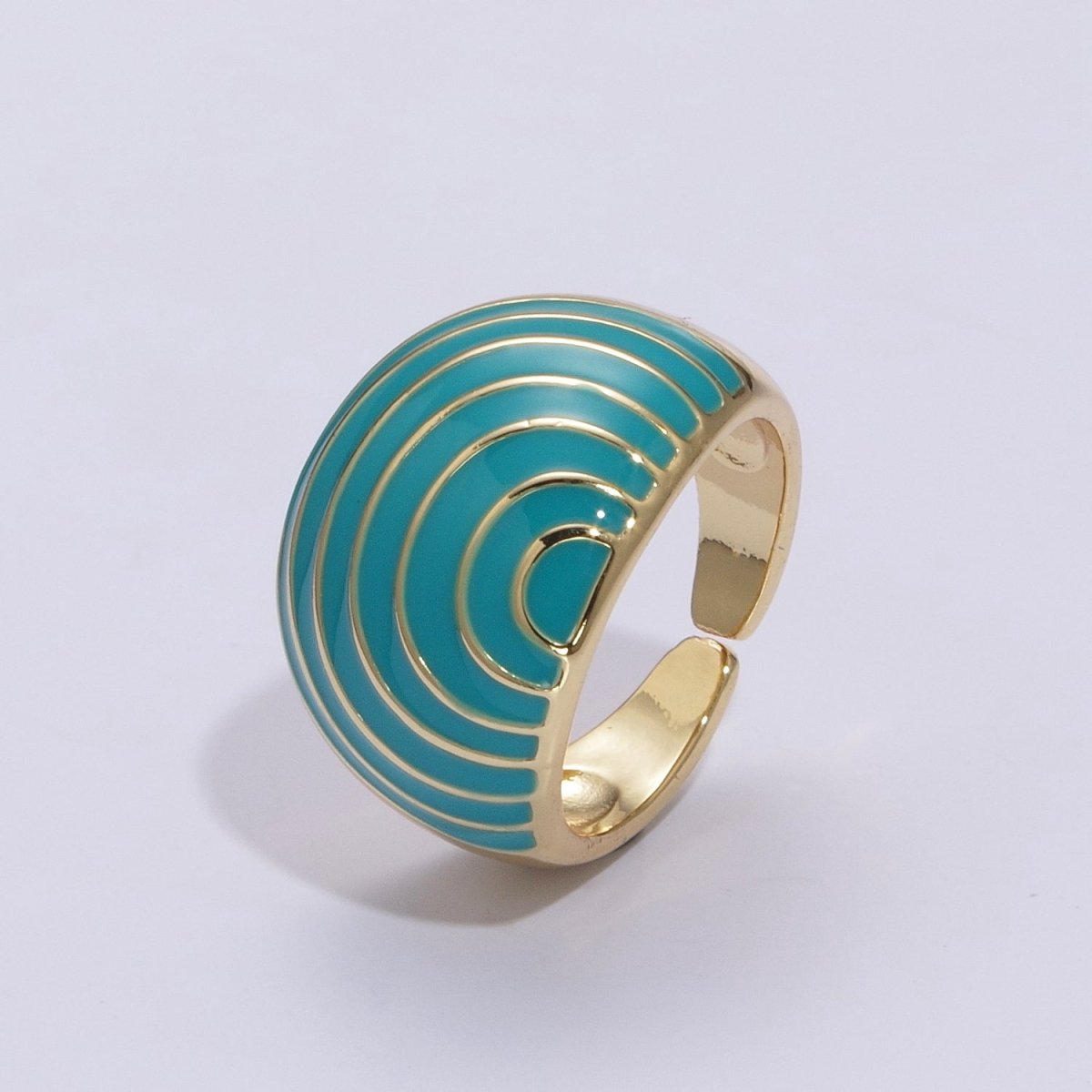 Enamel Rainbow Dome Ring for Women in Gold Chunky Bold Enamel Ring Signet Statement Ring y2k Jewelry U-083~U-093 - DLUXCA