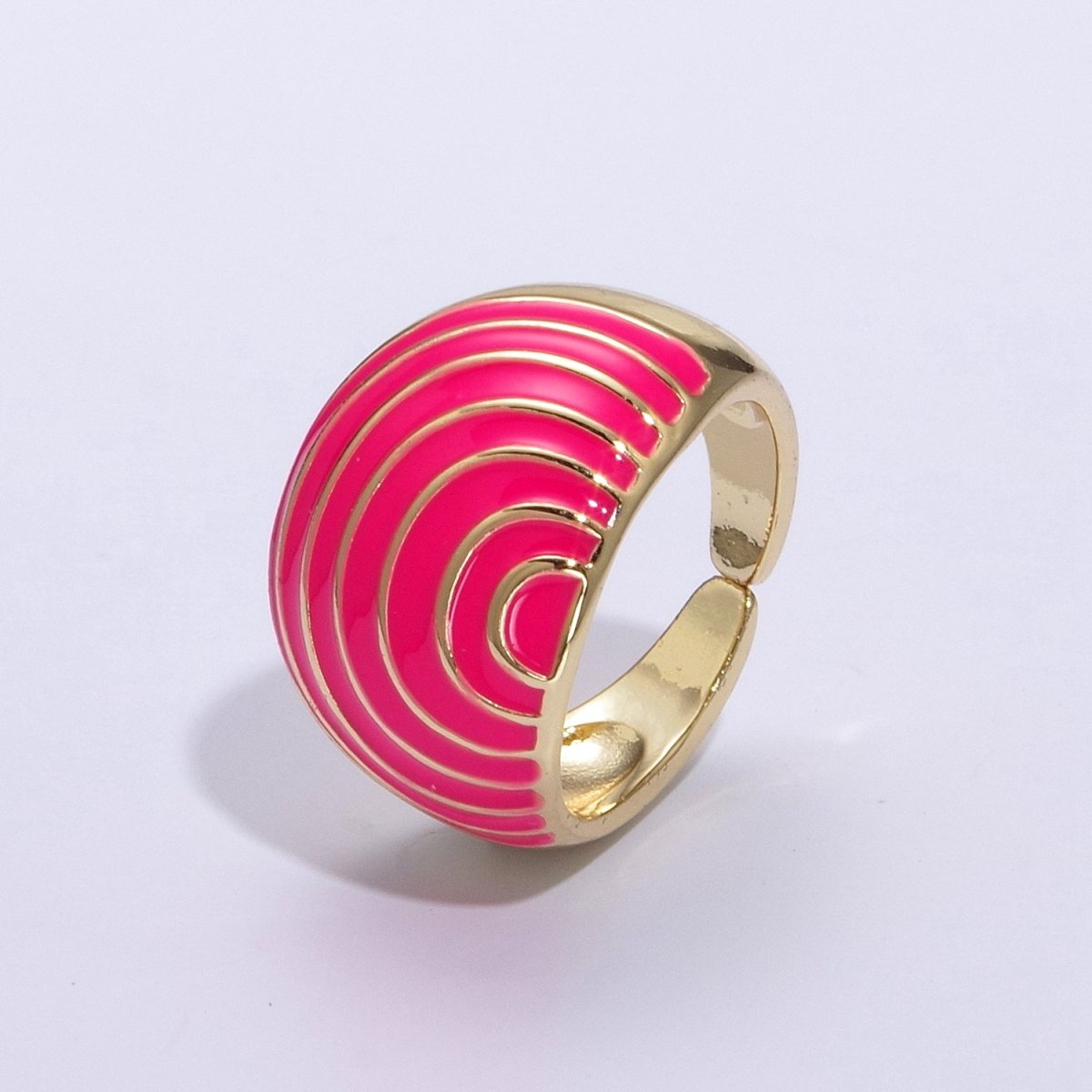 Enamel Rainbow Dome Ring for Women in Gold Chunky Bold Enamel Ring Signet Statement Ring y2k Jewelry U-083~U-093 - DLUXCA