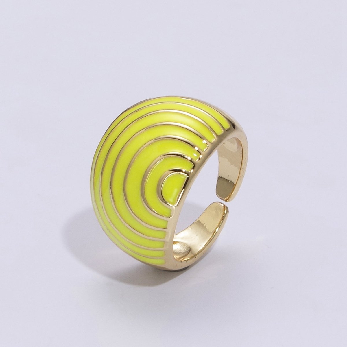 Enamel Rainbow Dome Ring for Women in Gold Chunky Bold Enamel Ring Signet Statement Ring y2k Jewelry U-083~U-093 - DLUXCA
