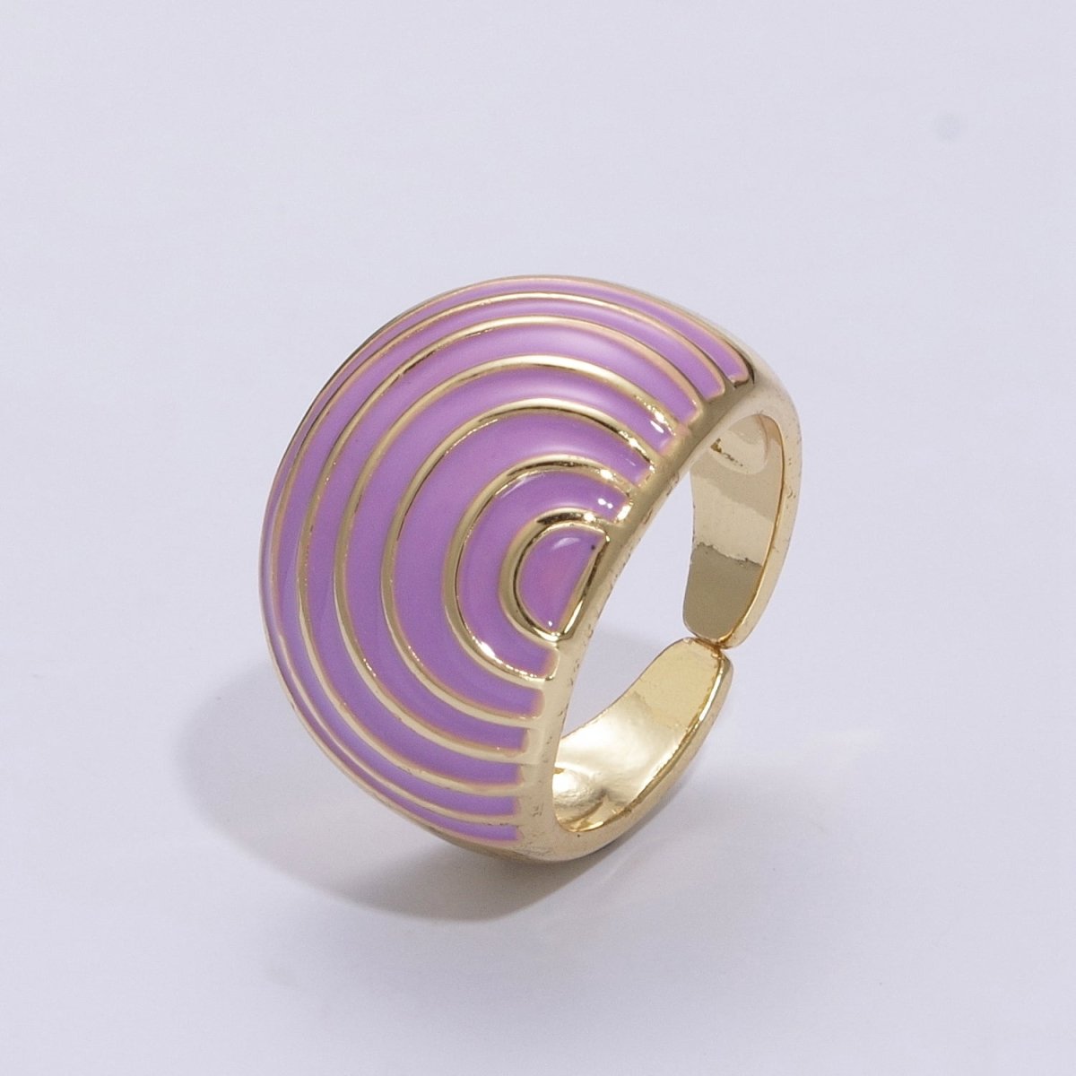 Enamel Rainbow Dome Ring for Women in Gold Chunky Bold Enamel Ring Signet Statement Ring y2k Jewelry U-083~U-093 - DLUXCA