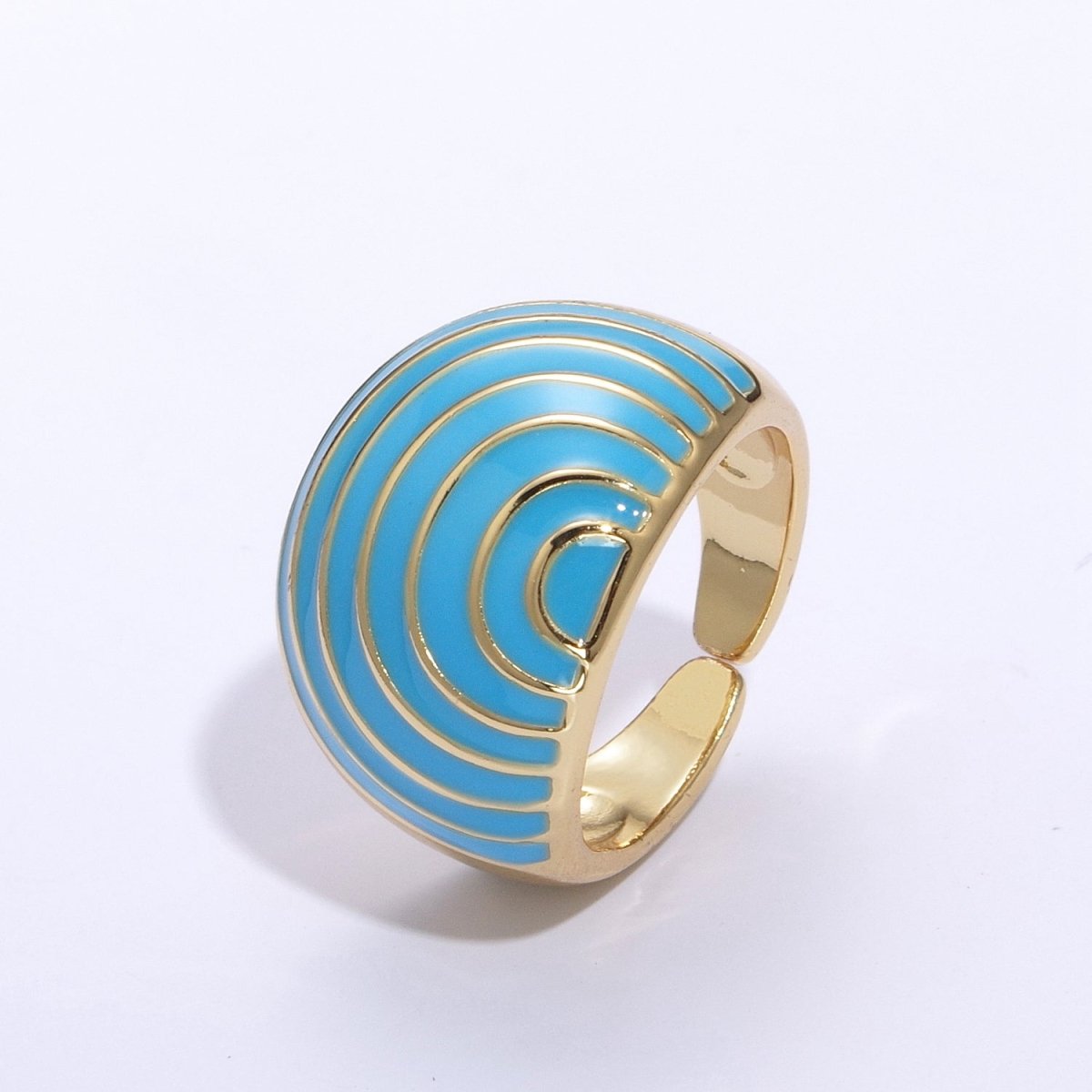 Enamel Rainbow Dome Ring for Women in Gold Chunky Bold Enamel Ring Signet Statement Ring y2k Jewelry U-083~U-093 - DLUXCA