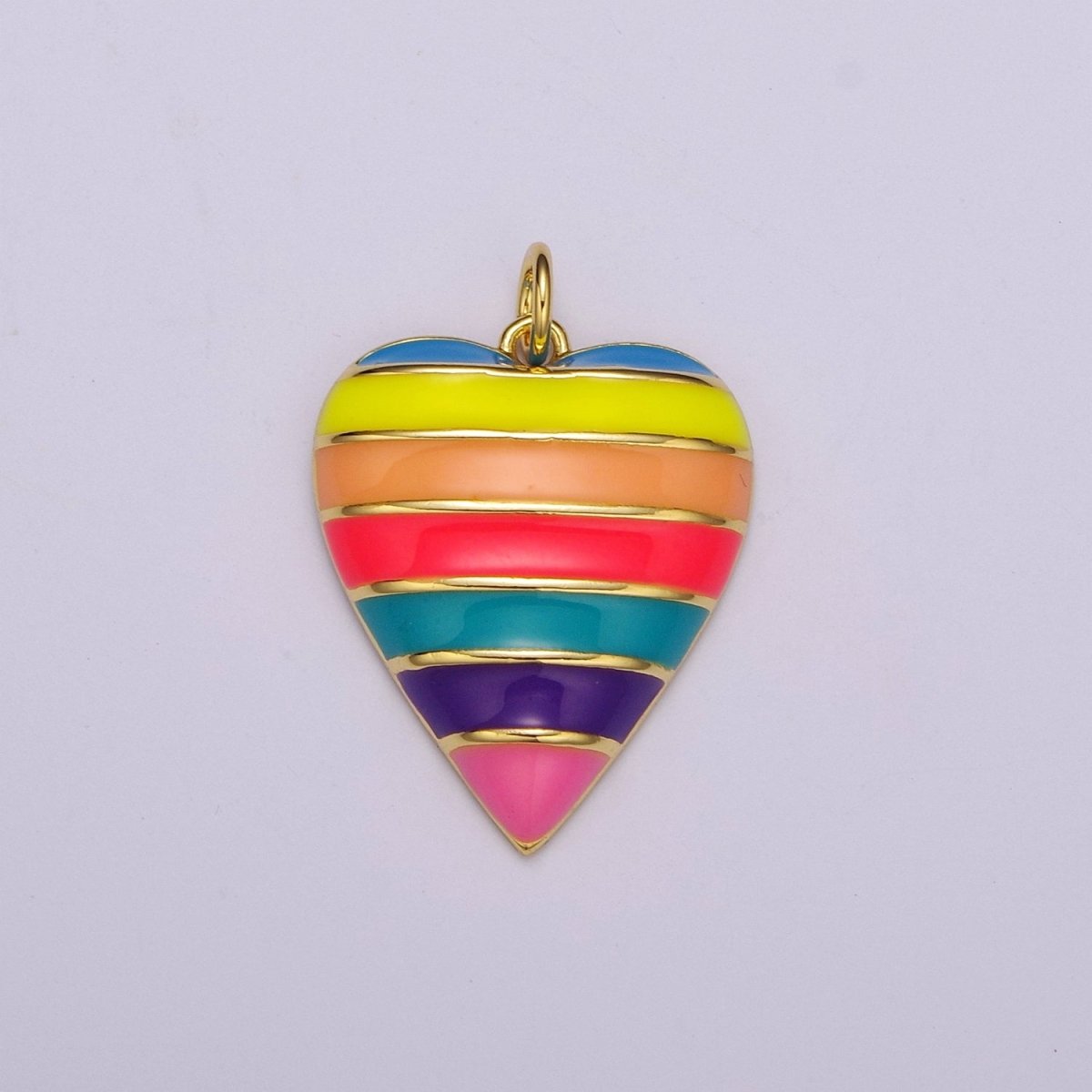Enamel Rainbow Heart Charm Gold Fill Jewellery Making LGBTQ Pendant Charms Gay Pride Flag Color for Necklace Earring Bracelet Supply M-756 - DLUXCA
