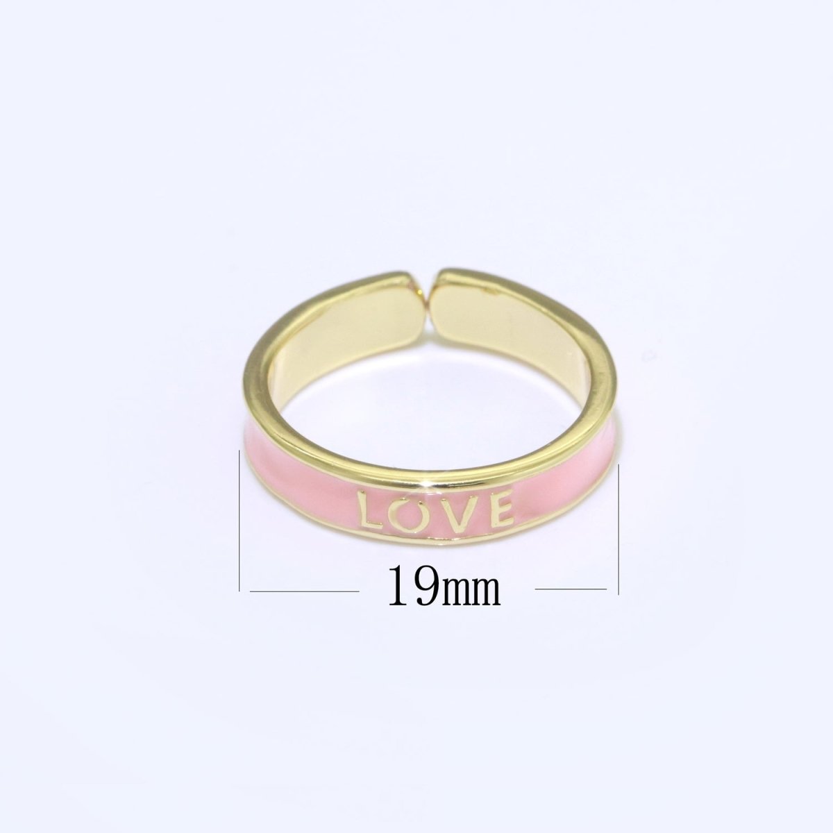 Enamel Ring - Statement Ring - Encourage Word Ring - Happy Love Chill Ring Pink Stacking Ring Y2K Ring Open Adjustable Ring S-099 S-100 S-101 - DLUXCA
