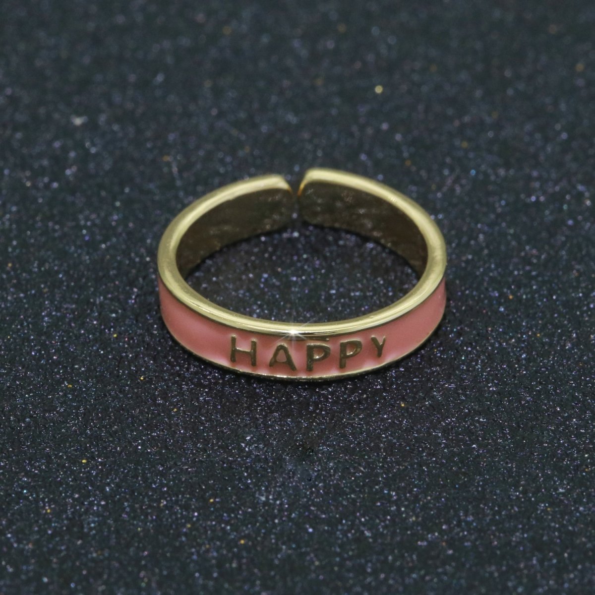 Enamel Ring - Statement Ring - Encourage Word Ring - Happy Love Chill Ring Pink Stacking Ring Y2K Ring Open Adjustable Ring S-099 S-100 S-101 - DLUXCA