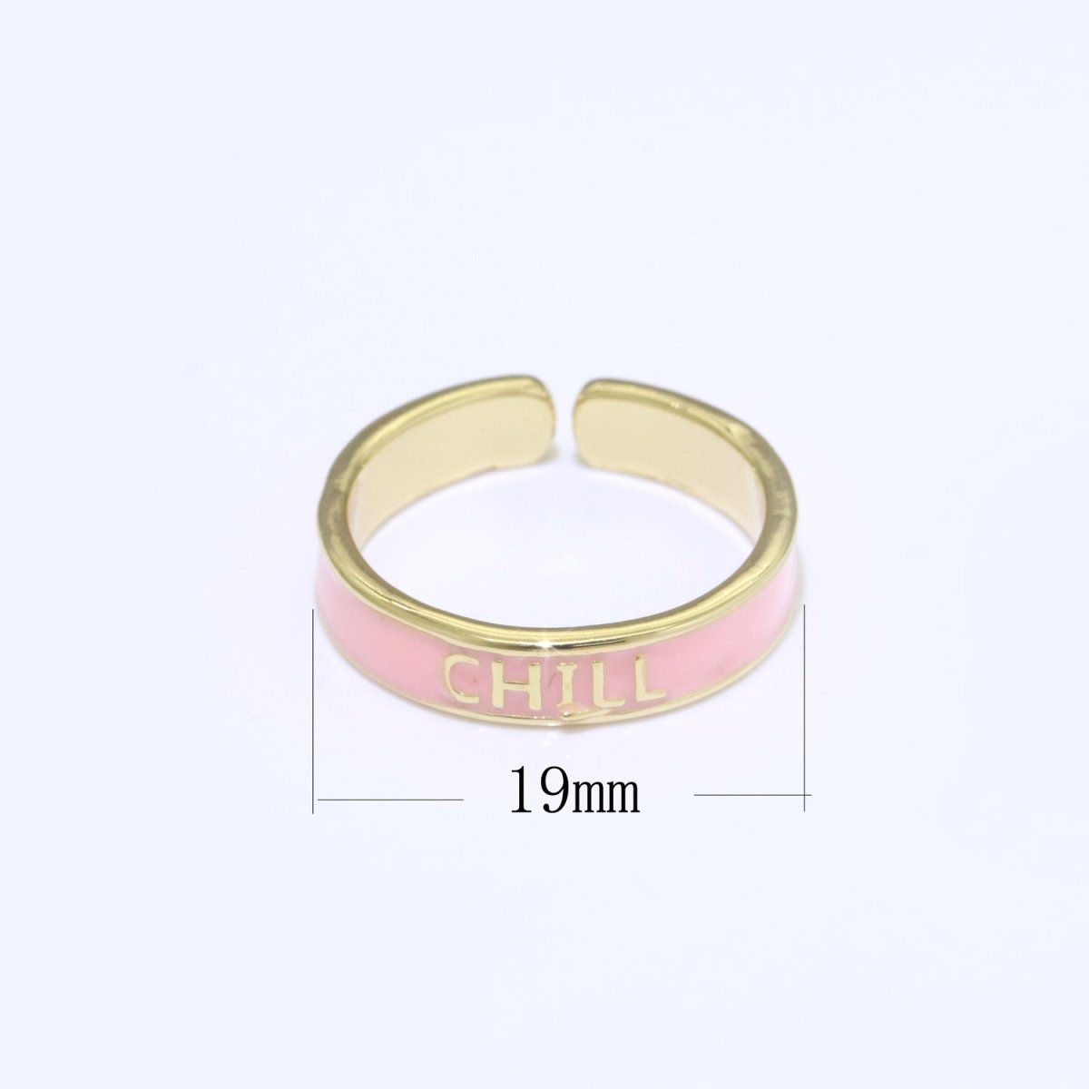 Enamel Ring - Statement Ring - Encourage Word Ring - Happy Love Chill Ring Pink Stacking Ring Y2K Ring Open Adjustable Ring S-099 S-100 S-101 - DLUXCA