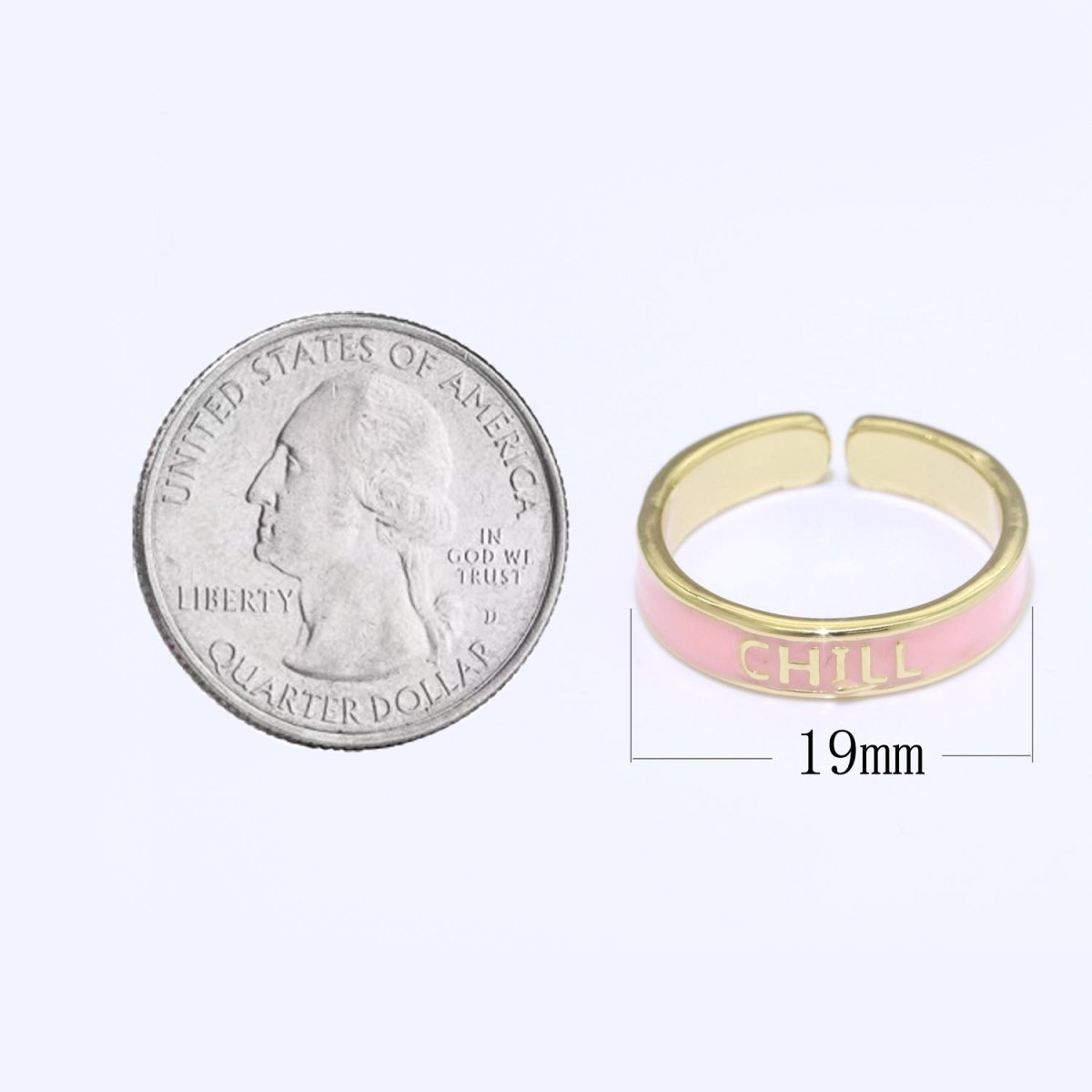 Enamel Ring - Statement Ring - Encourage Word Ring - Happy Love Chill Ring Pink Stacking Ring Y2K Ring Open Adjustable Ring S-099 S-100 S-101 - DLUXCA