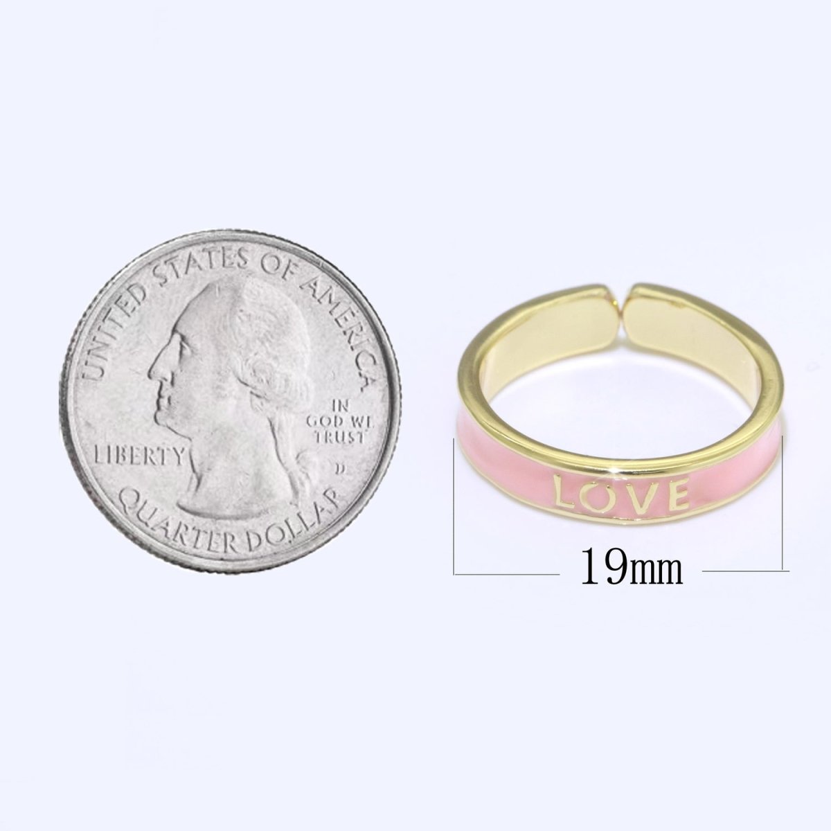 Enamel Ring - Statement Ring - Encourage Word Ring - Happy Love Chill Ring Pink Stacking Ring Y2K Ring Open Adjustable Ring S-099 S-100 S-101 - DLUXCA