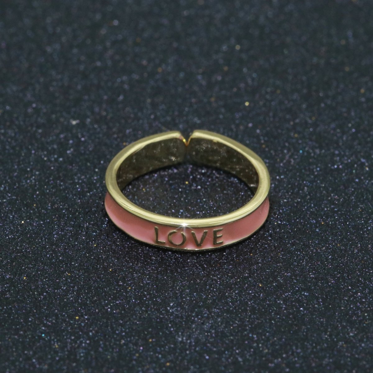 Enamel Ring - Statement Ring - Encourage Word Ring - Happy Love Chill Ring Pink Stacking Ring Y2K Ring Open Adjustable Ring S-099 S-100 S-101 - DLUXCA