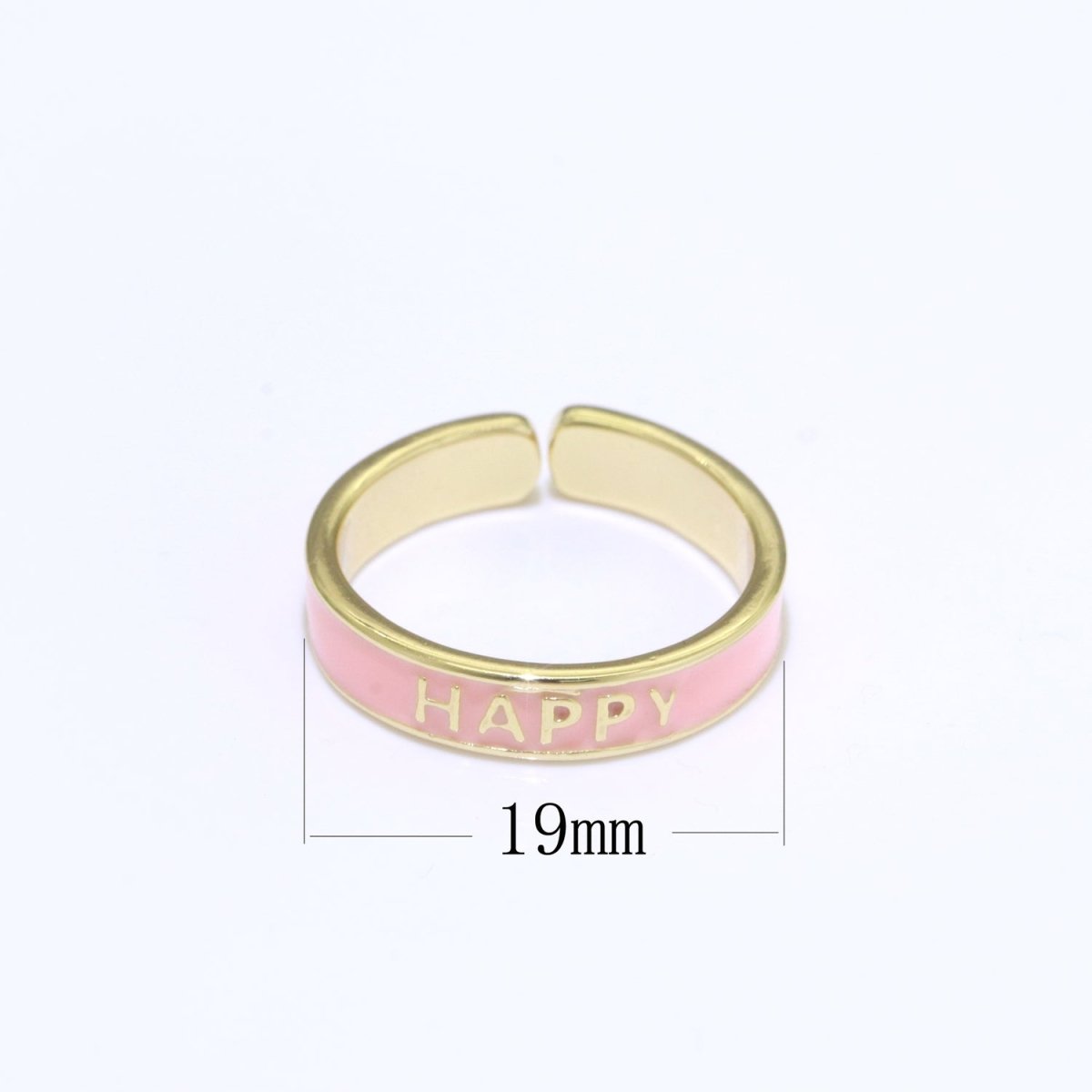 Enamel Ring - Statement Ring - Encourage Word Ring - Happy Love Chill Ring Pink Stacking Ring Y2K Ring Open Adjustable Ring S-099 S-100 S-101 - DLUXCA