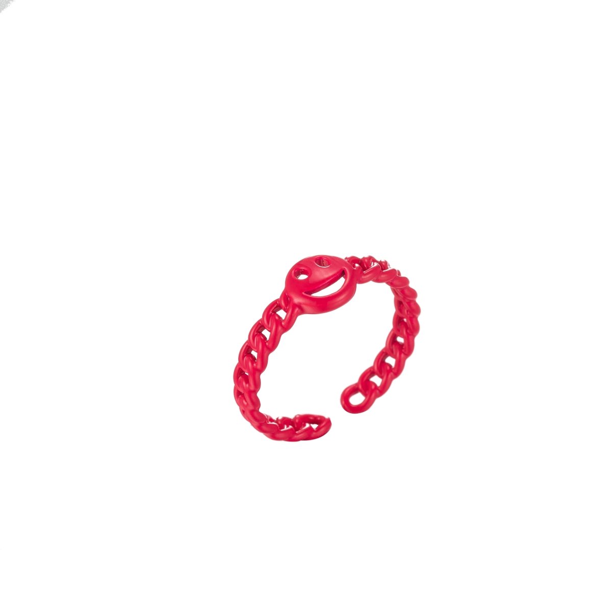 Enamel Smiley Face Open Adjustable Stacking Ring Y2K Neon Colorful Ring Unisex Jewelry - DLUXCA