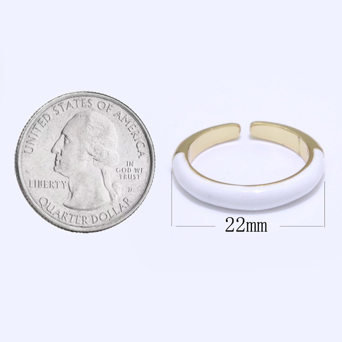 Enamel stacking ring Minimalist Jewelry Gold Filled Open Adjustable Ring for Women S-031 ~ S-039 - DLUXCA