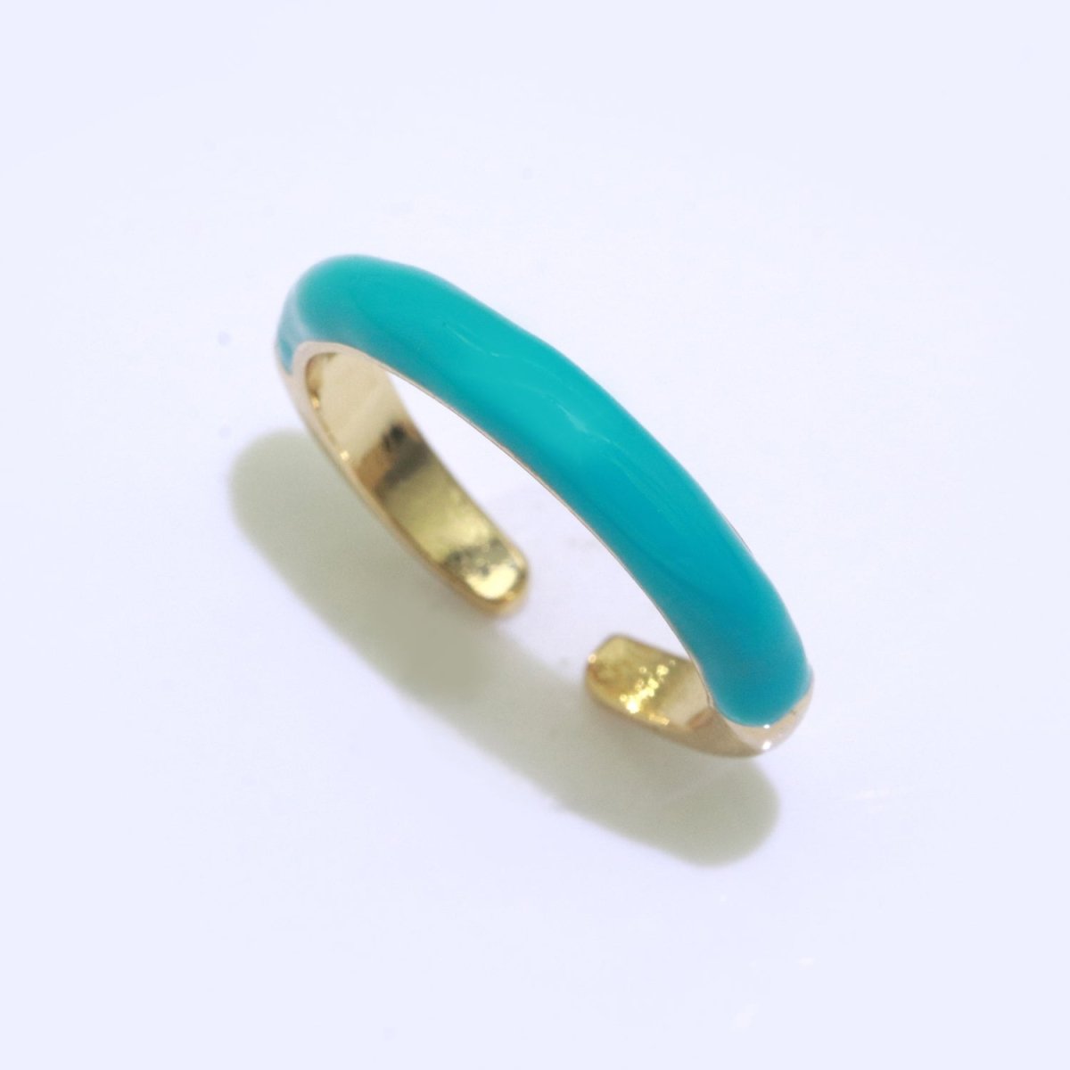 Enamel stacking ring Minimalist Jewelry Gold Filled Open Adjustable Ring for Women S-031 ~ S-039 - DLUXCA