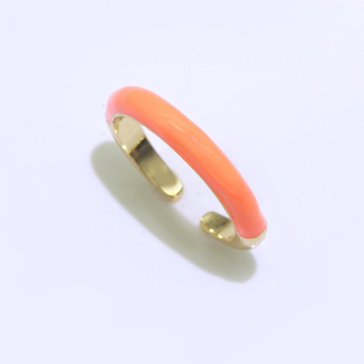 Enamel stacking ring Minimalist Jewelry Gold Filled Open Adjustable Ring for Women S-031 ~ S-039 - DLUXCA