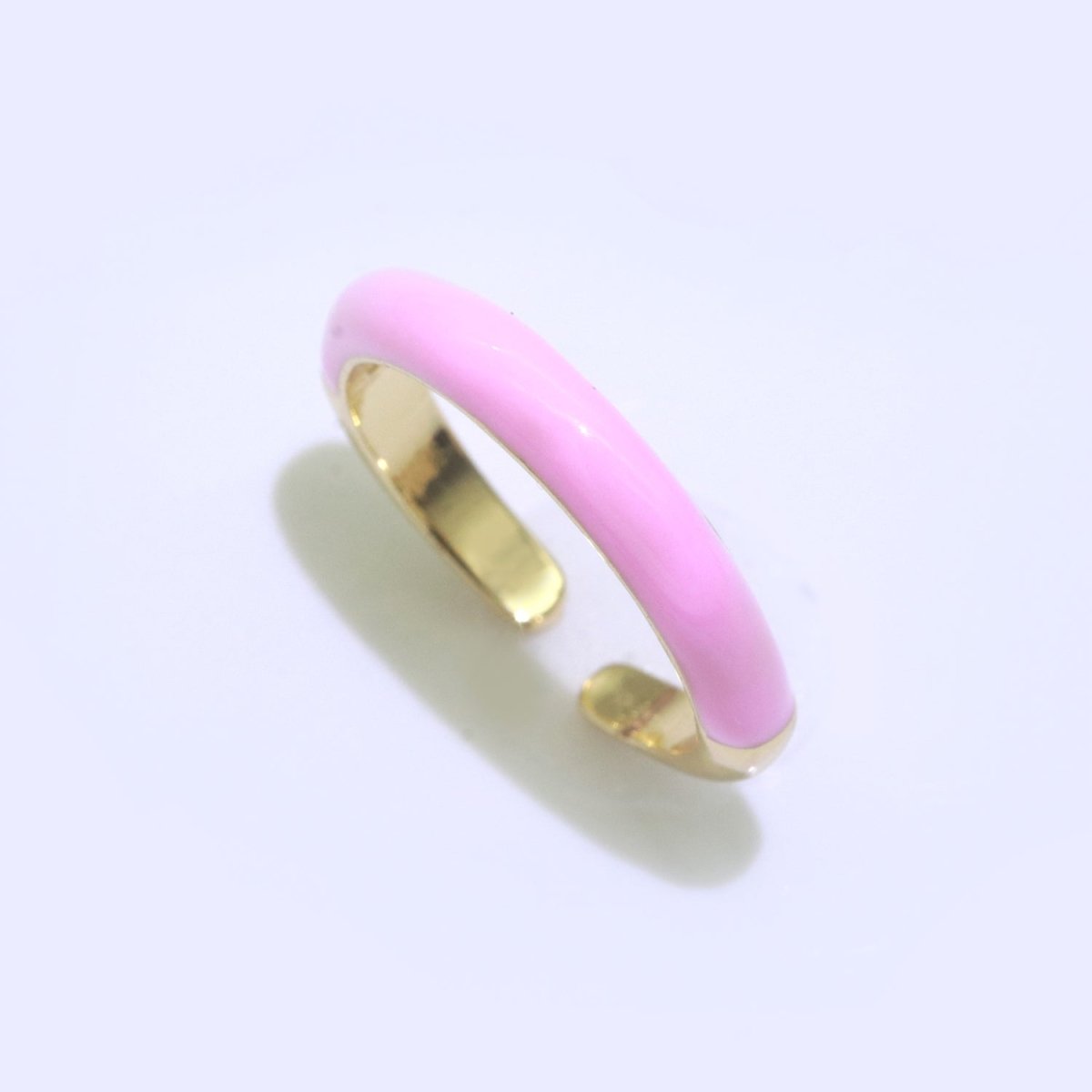 Enamel stacking ring Minimalist Jewelry Gold Filled Open Adjustable Ring for Women S-031 ~ S-039 - DLUXCA