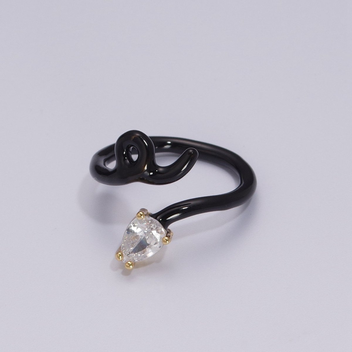 Enamel Twist Ring Y2K Jewelry Tear Drop Cz Stone Swirl Trend Ring for Christmas Gift U-039~U-052 - DLUXCA