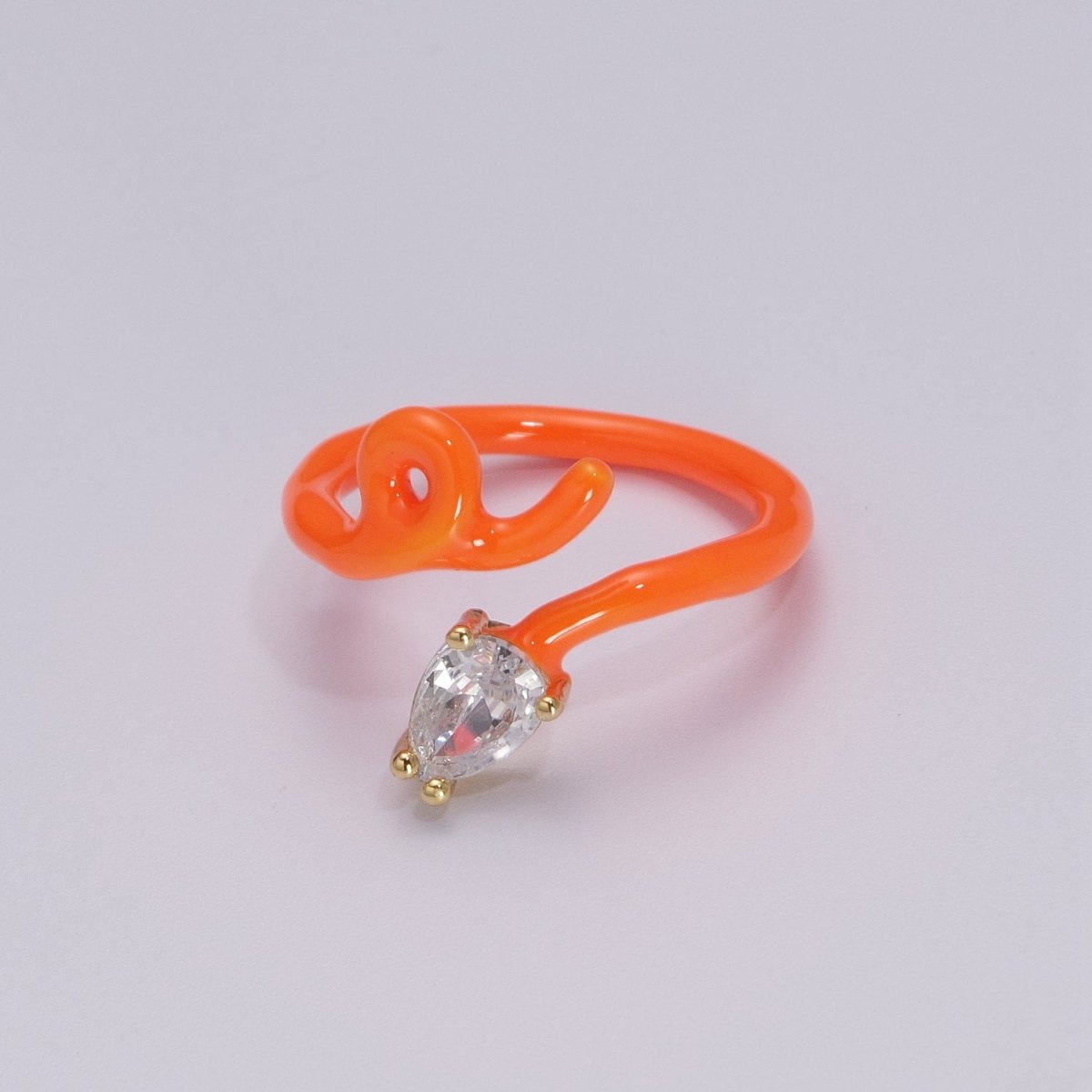 Enamel Twist Ring Y2K Jewelry Tear Drop Cz Stone Swirl Trend Ring for Christmas Gift U-039~U-052 - DLUXCA