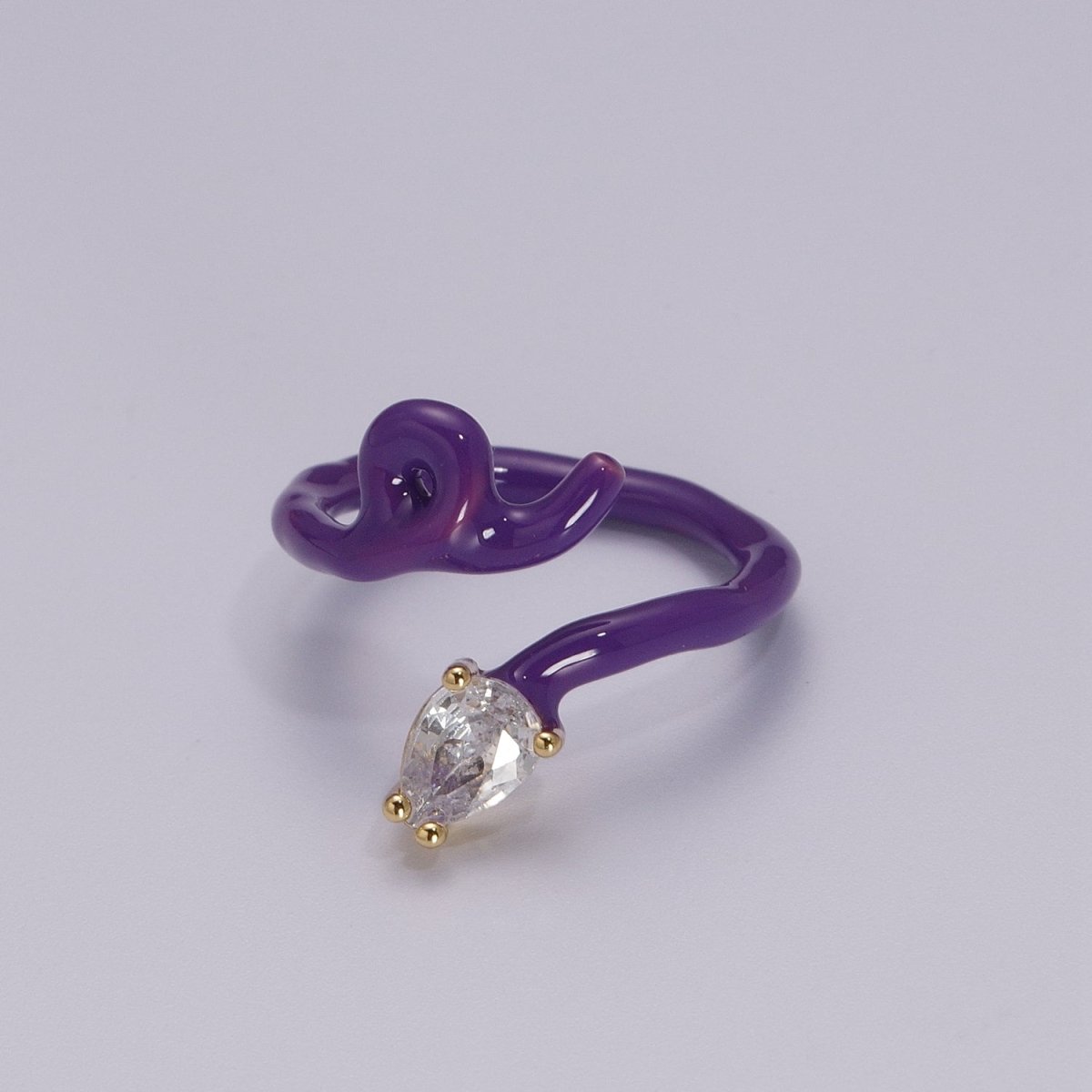 Enamel Twist Ring Y2K Jewelry Tear Drop Cz Stone Swirl Trend Ring for Christmas Gift U-039~U-052 - DLUXCA