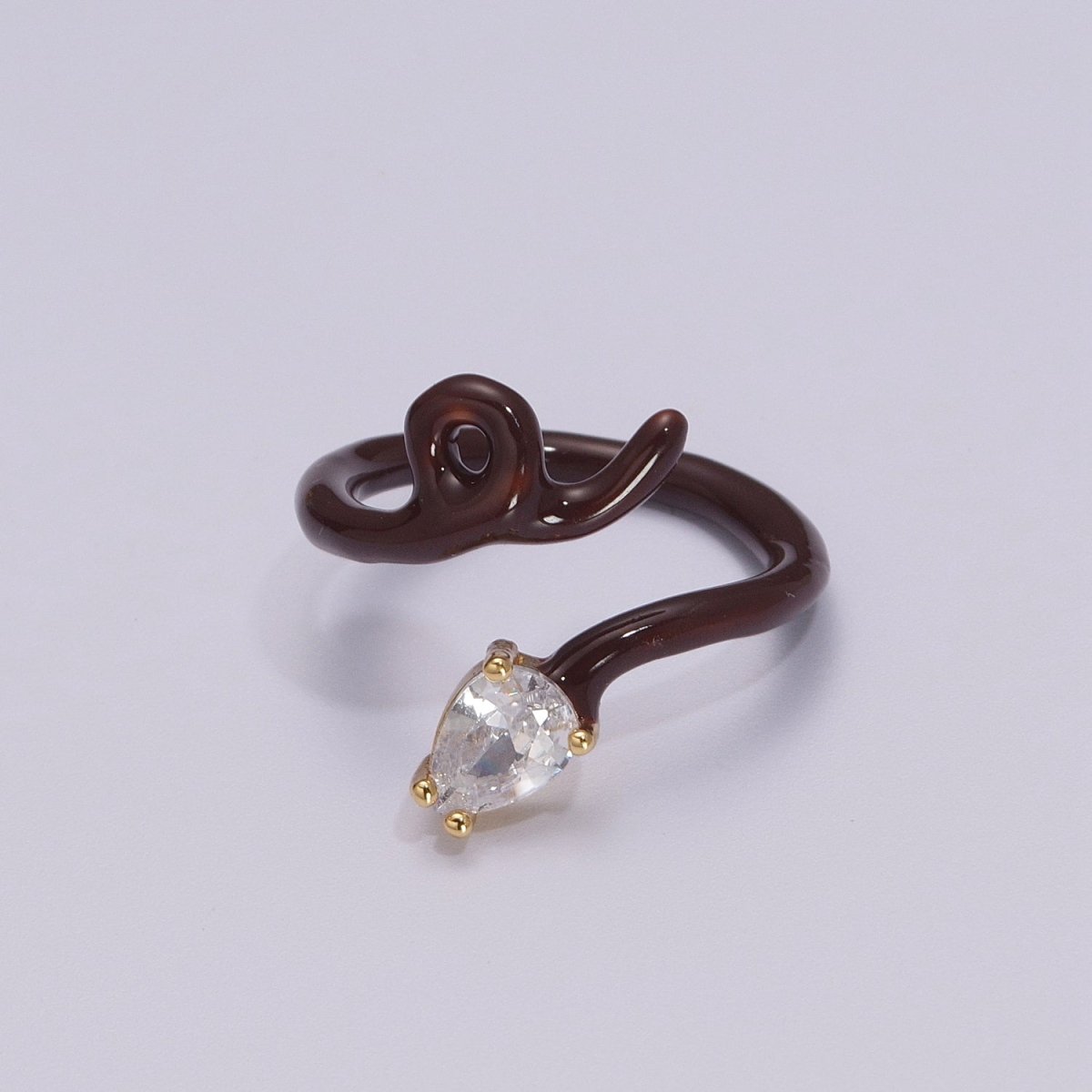 Enamel Twist Ring Y2K Jewelry Tear Drop Cz Stone Swirl Trend Ring for Christmas Gift U-039~U-052 - DLUXCA