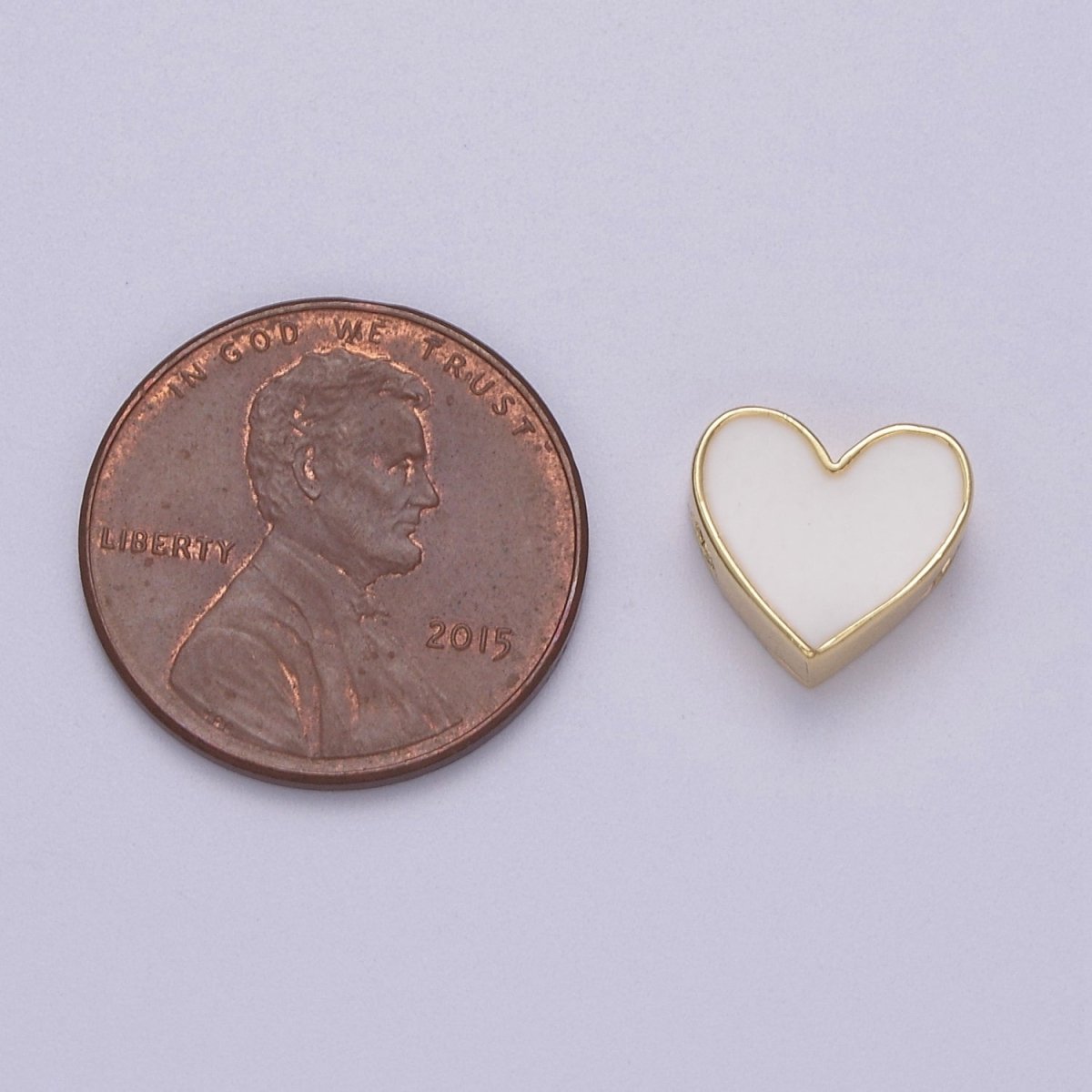 Enamel White / Pink Heart Gold Filled Spacer Beads | B-063 B-064 - DLUXCA