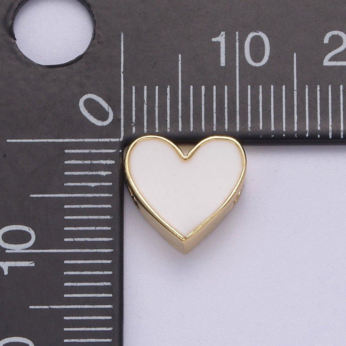 Enamel White / Pink Heart Gold Filled Spacer Beads | B-063 B-064 - DLUXCA