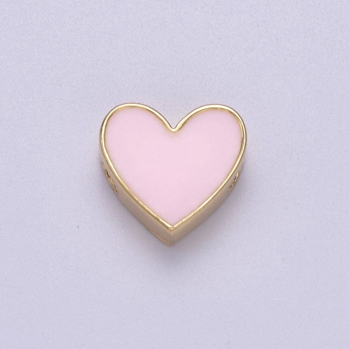 Enamel White / Pink Heart Gold Filled Spacer Beads | B-063 B-064 - DLUXCA