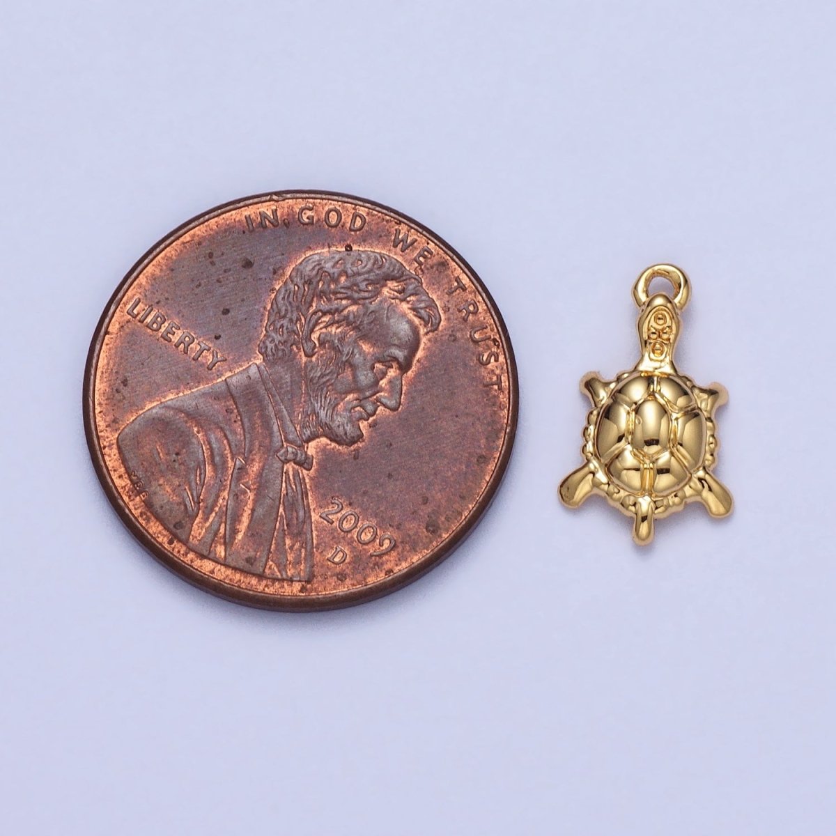 Endangered Sea Turtle Tortoise Puffed Ocean Animal Add-On Charm in Gold & Silver | AC042 AC043 - DLUXCA
