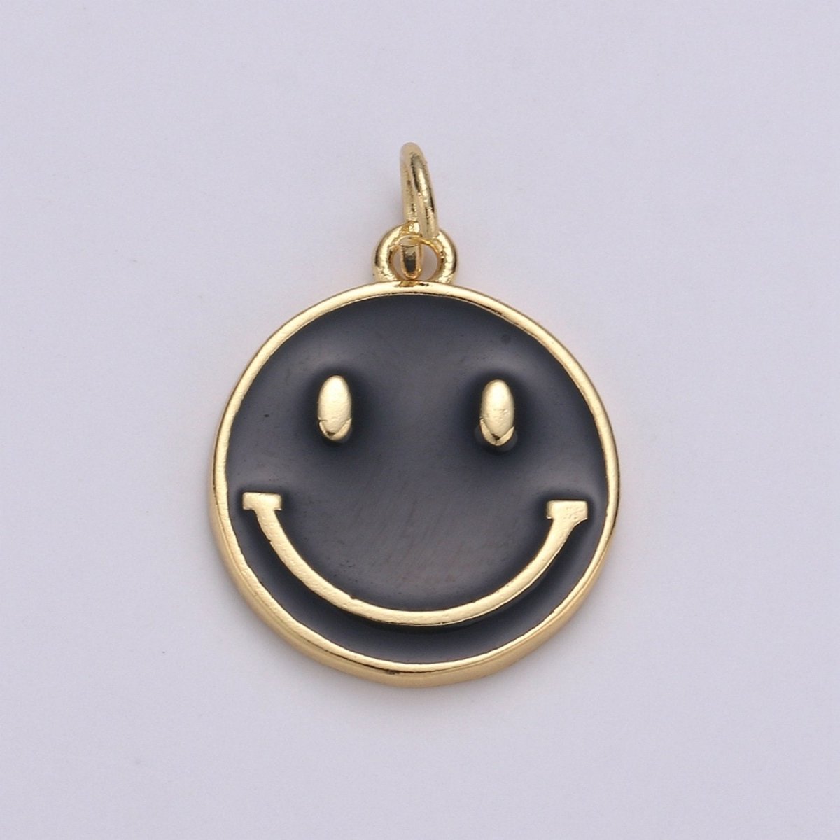 Epoxy Happy Face in Gold Round Charm, Enamel Happy Face Charm, Smiley Gold Enamel Charms, Dainty Smile charm, Teal, Red, White, Yellow, Cute Gold Smiley Face Gold Filled Charm - D-136 TO D-145 - DLUXCA