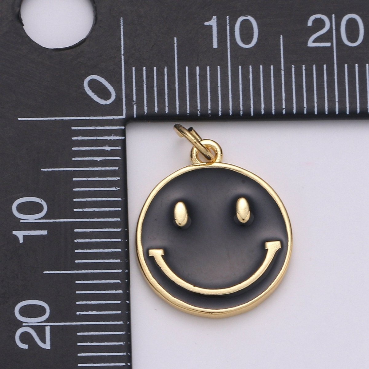 Epoxy Happy Face in Gold Round Charm, Enamel Happy Face Charm, Smiley Gold Enamel Charms, Dainty Smile charm, Teal, Red, White, Yellow, Cute Gold Smiley Face Gold Filled Charm - D-136 TO D-145 - DLUXCA