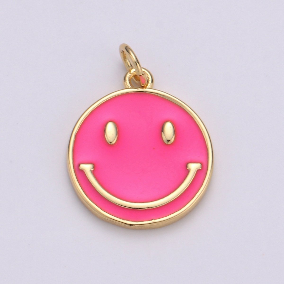 Epoxy Happy Face in Gold Round Charm, Enamel Happy Face Charm, Smiley Gold Enamel Charms, Dainty Smile charm, Teal, Red, White, Yellow, Cute Gold Smiley Face Gold Filled Charm - D-136 TO D-145 - DLUXCA