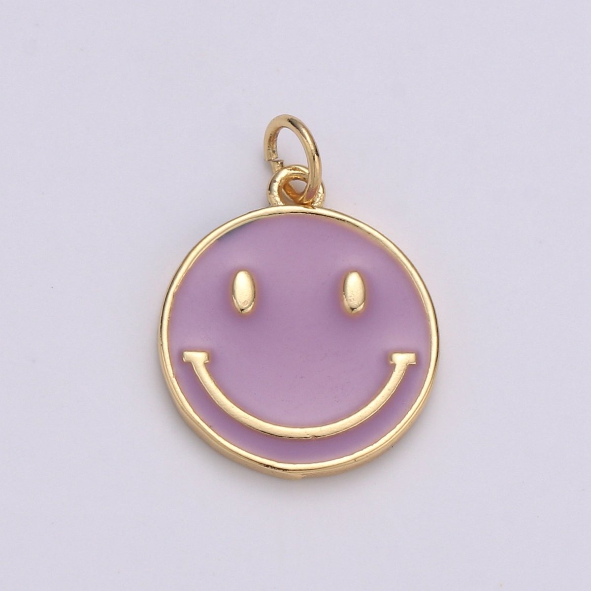 Epoxy Happy Face in Gold Round Charm, Enamel Happy Face Charm, Smiley Gold Enamel Charms, Dainty Smile charm, Teal, Red, White, Yellow, Cute Gold Smiley Face Gold Filled Charm - D-136 TO D-145 - DLUXCA