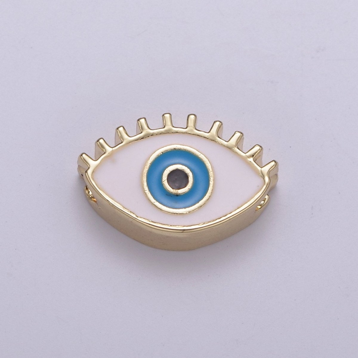 Evil Eye Bead, Enamel Eye 13.7x8.5mm Evil Eye Beads, Side Drilled Black, Blue, Pink, Green, White Enamel B-755 to-B-759 - DLUXCA