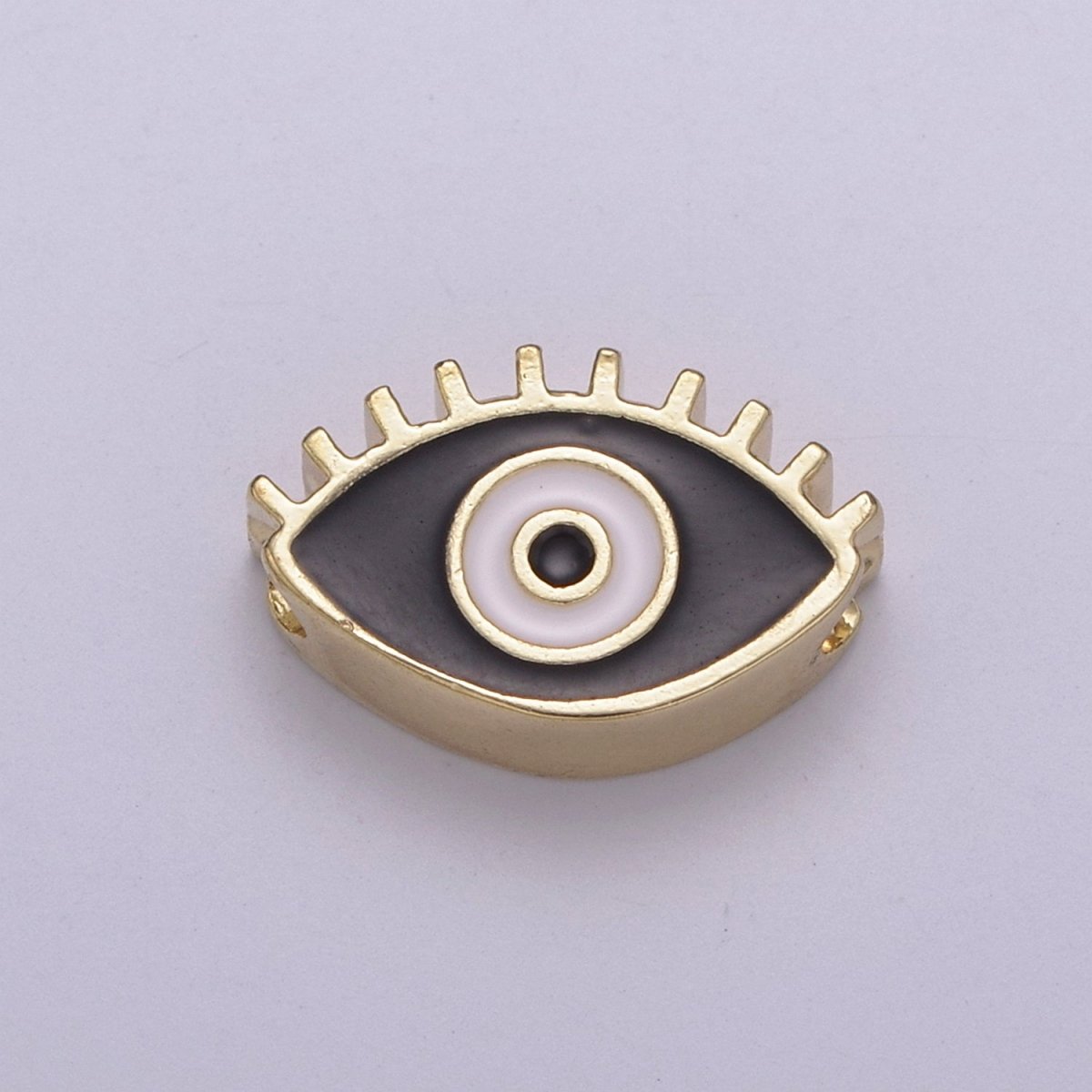 Evil Eye Bead, Enamel Eye 13.7x8.5mm Evil Eye Beads, Side Drilled Black, Blue, Pink, Green, White Enamel B-755 to-B-759 - DLUXCA