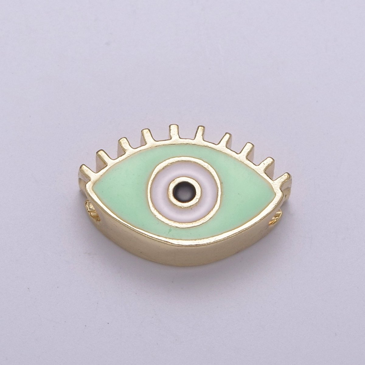 Evil Eye Bead, Enamel Eye 13.7x8.5mm Evil Eye Beads, Side Drilled Black, Blue, Pink, Green, White Enamel B-755 to-B-759 - DLUXCA