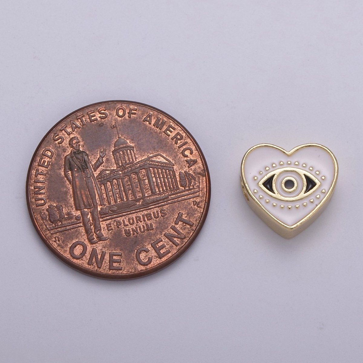 Evil Eye Bead, Heart Evil Eye, 10mm Evil Eye Beads, Side Drilled Black, Blue, Pink, Green, White Enamel B-750 to B-754 - DLUXCA