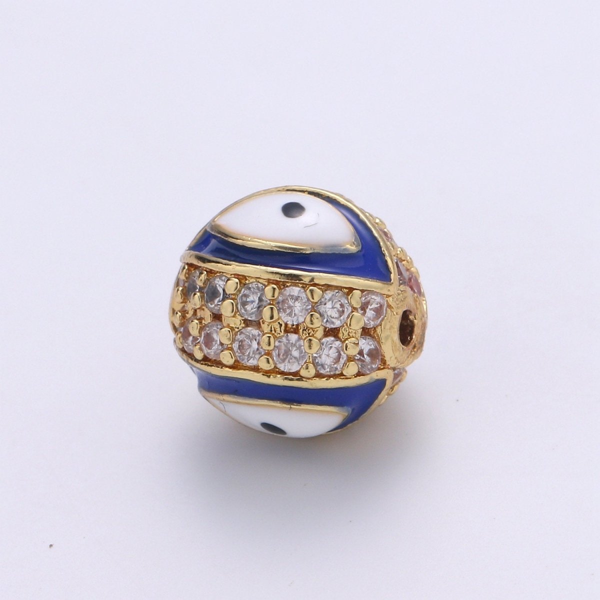 Evil Eye Beads - Round Circle Bead Spacer - Religious Amulet Prayer Beads - Gold Evil Eye Bracelet Beads - Micro Pave Small Hole Beads B-293 B-294 B-295 B-296 B-297 B-298 - DLUXCA