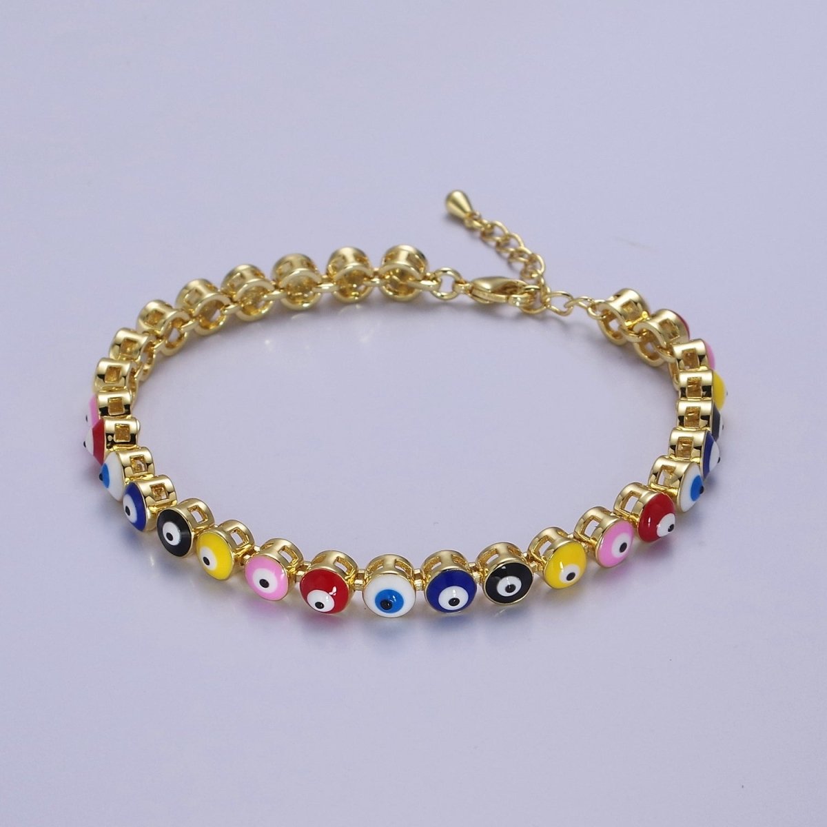 Evil eye bracelet Multi-color Evil Eye Bracelet 24K Gold Filled Amulet Turkish Eye Bracelet Adjustable | WA-888 Clearance Pricing - DLUXCA