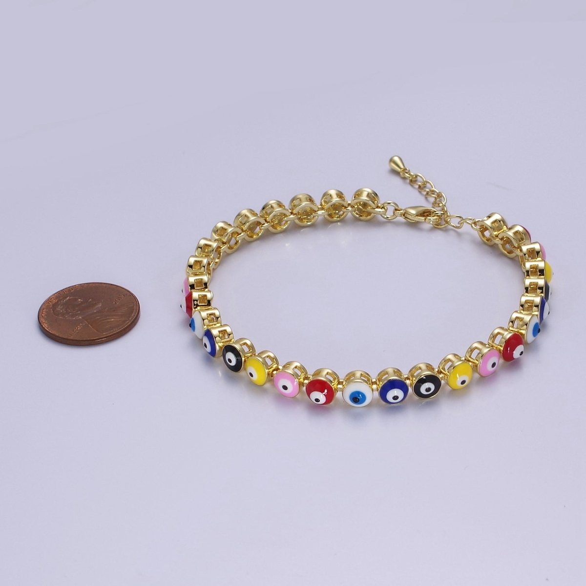Evil eye bracelet Multi-color Evil Eye Bracelet 24K Gold Filled Amulet Turkish Eye Bracelet Adjustable | WA-888 Clearance Pricing - DLUXCA