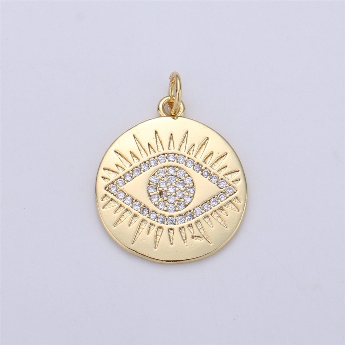 Evil Eye charm, Eye of Ra pendants, Gold Evil Eye charm, cubic Disc Coin charms 16k Gold Plated Lead Nickel Free E-524 - DLUXCA