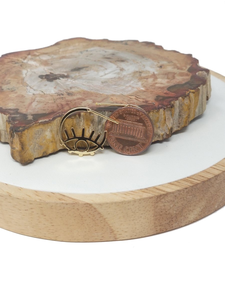 Evil Eye Earring Nickel free, Lead Free 14K gold filled 20mm Hoops earring | K-262 - DLUXCA