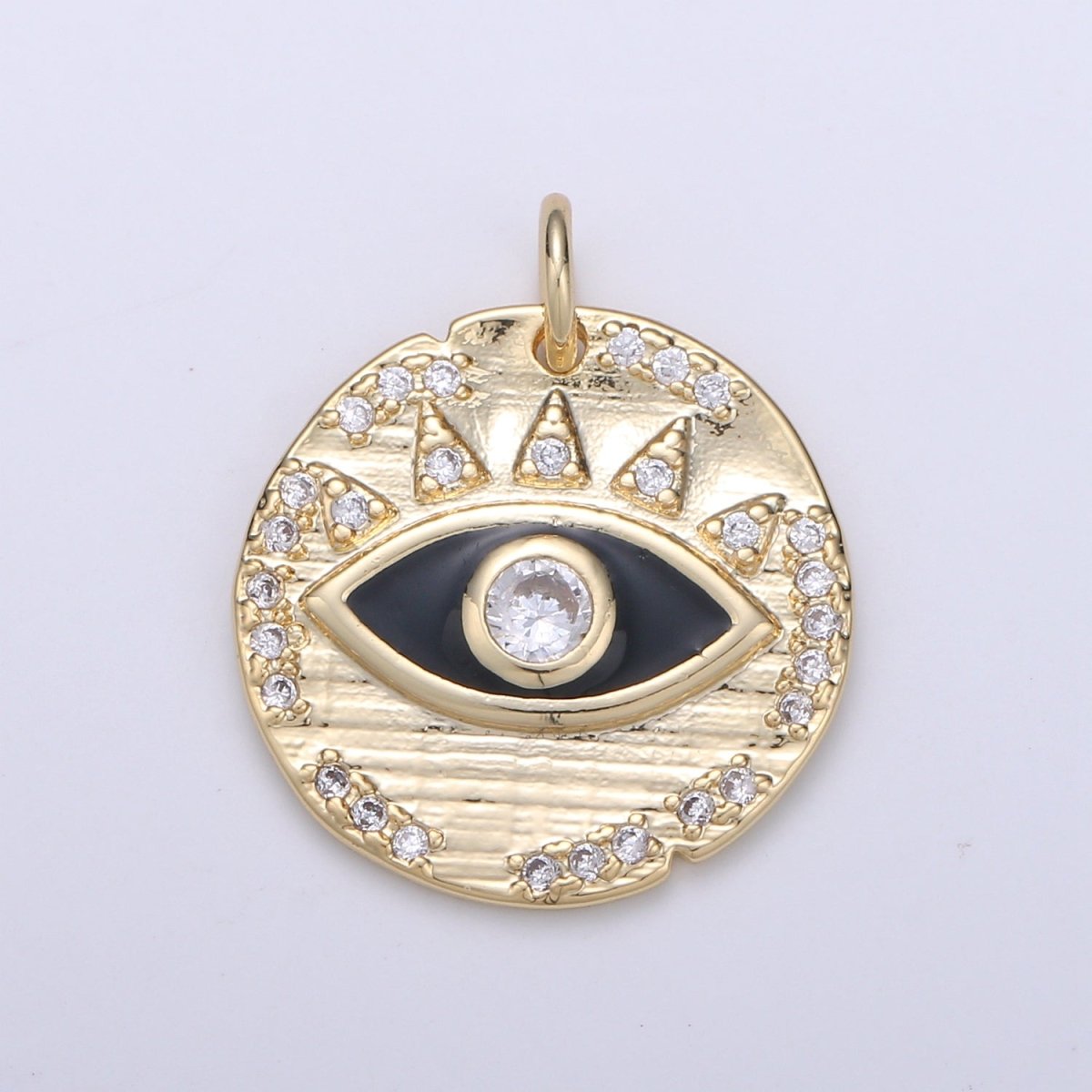 Evil eye Enamel Charm, Eye of protection coin pendant medallion, 18K Gold Filled Charm, Blue Cubic Eye Charm, good luck, talisman D-891 D-892 - DLUXCA