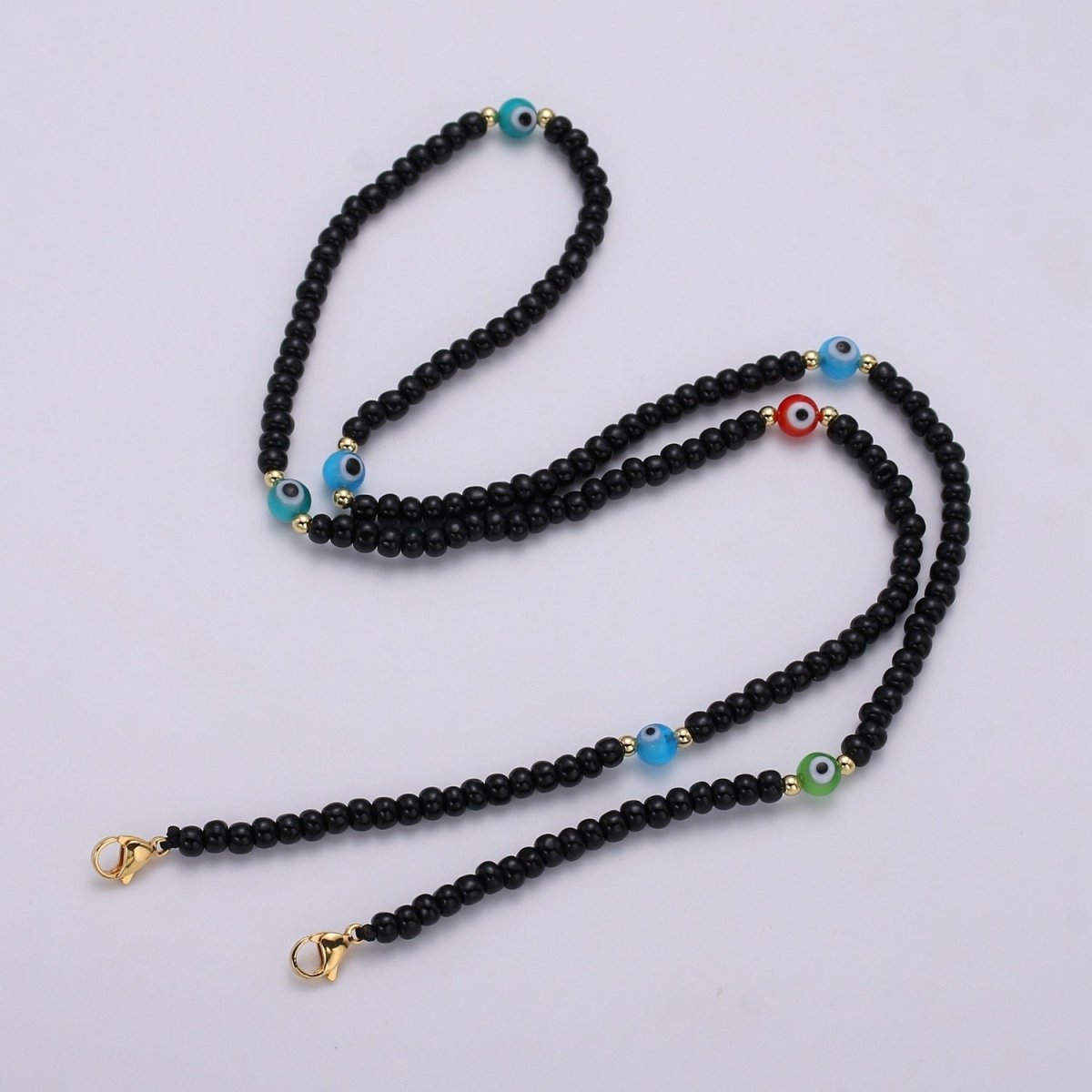 Evil Eye Face Mask Lanyard, High Quality Beaded Mask Chain, Facemask Necklace, Facemask Chain, Face Mask Holder, Lightweight Facemask Straps - DLUXCA