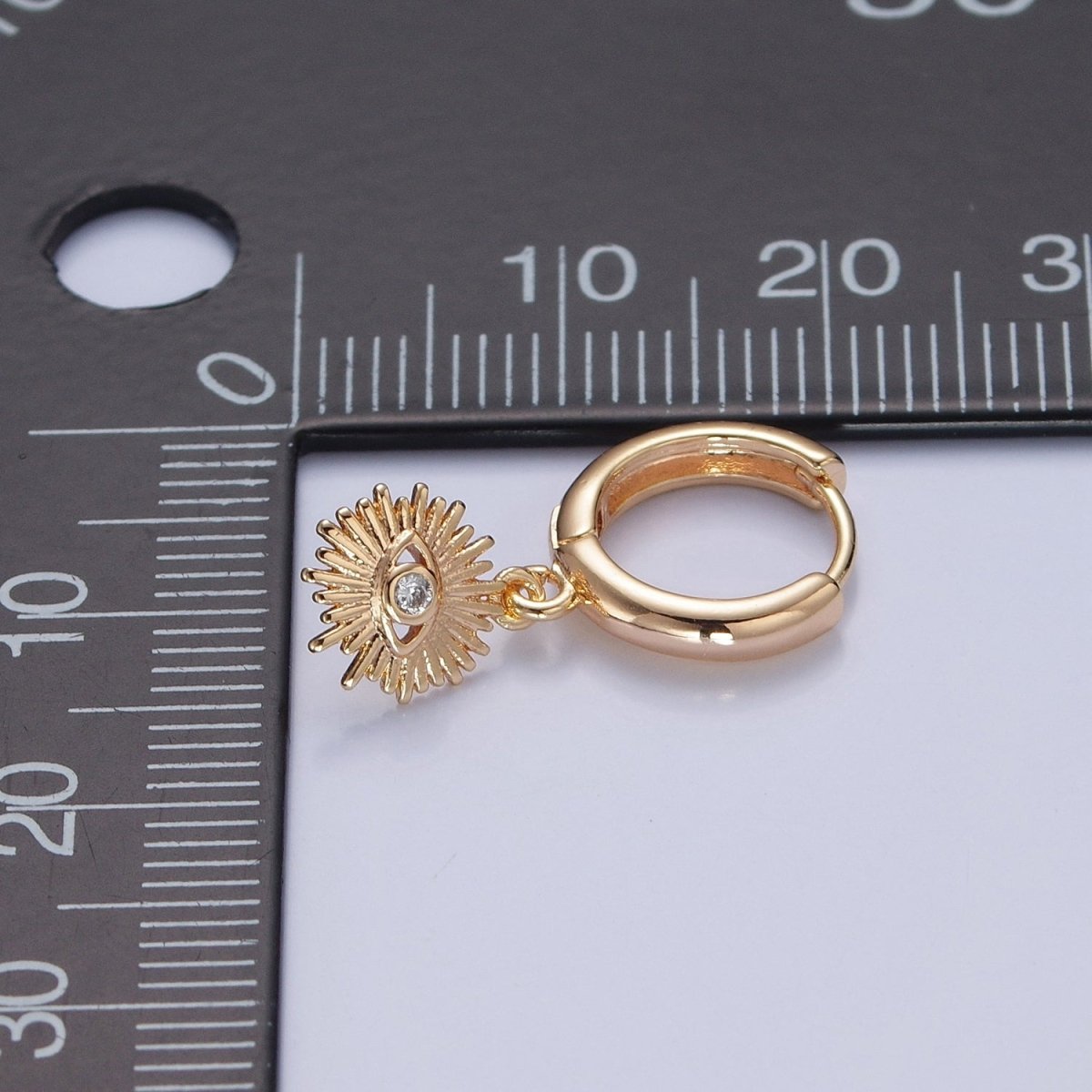 Evil Eye Huggie Earring, Guidance & Protection Gold Eye Earring Spiritual Jewelry, Boho Jewelry, Minimalist Earrings V-443 - DLUXCA