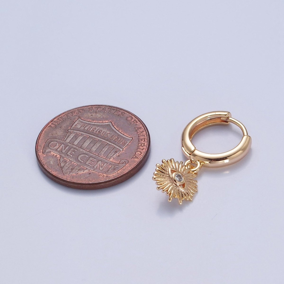 Evil Eye Huggie Earring, Guidance & Protection Gold Eye Earring Spiritual Jewelry, Boho Jewelry, Minimalist Earrings V-443 - DLUXCA