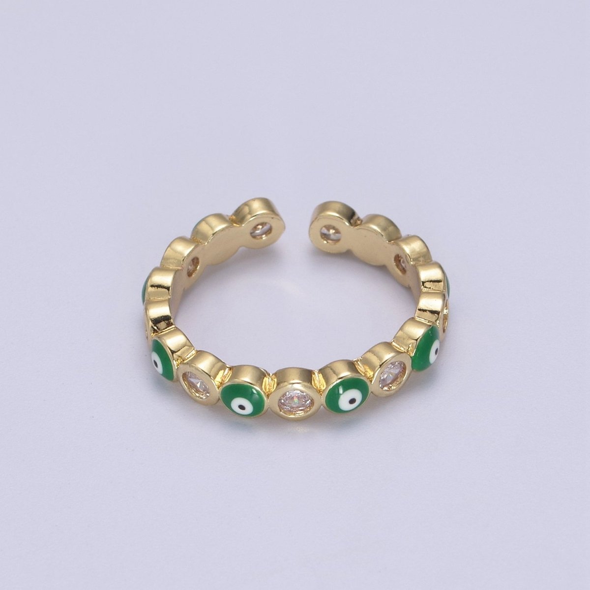 Evil Eye Ring, Minimalist Gold Ring, Dainty Stackable Ring 14k Gold Filled Open Adjustable Ring Amulet Jewelry U-331~U-335 - DLUXCA